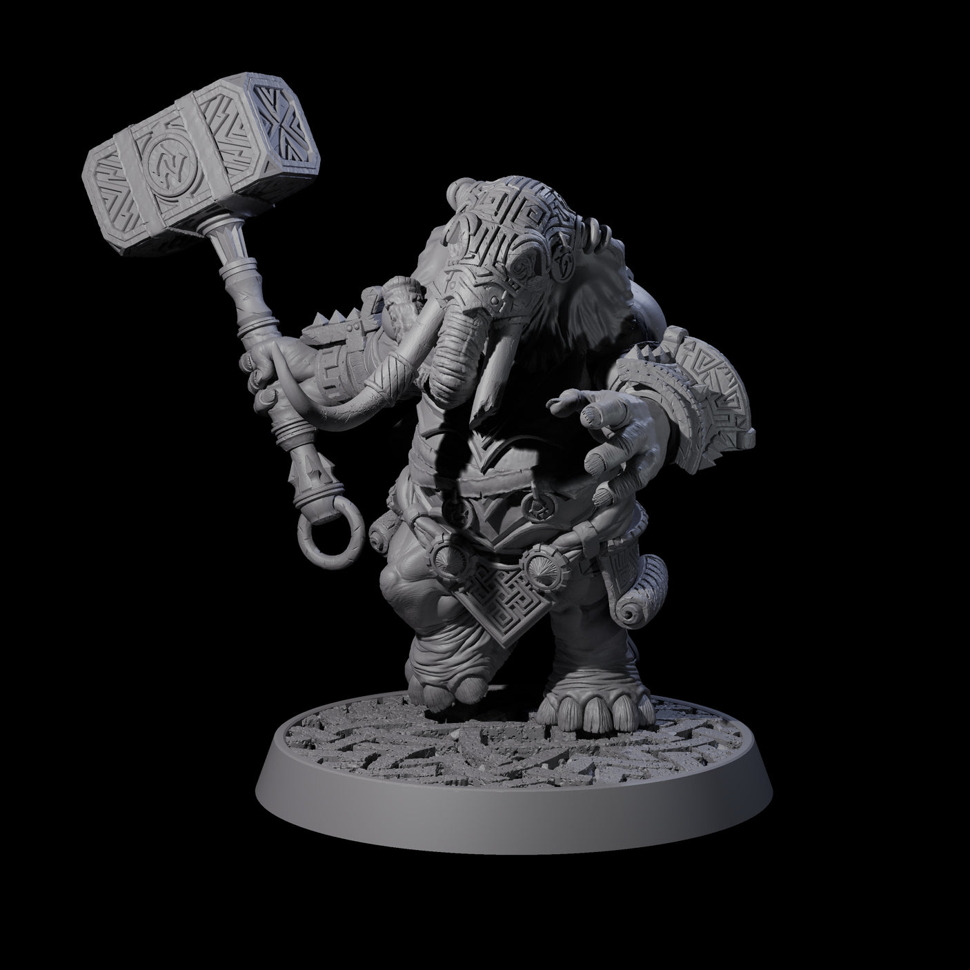 Brave Armoured Loxodon Phalanx Miniature for Dungeons and Dragons, Pathfinder or other TTRPGs