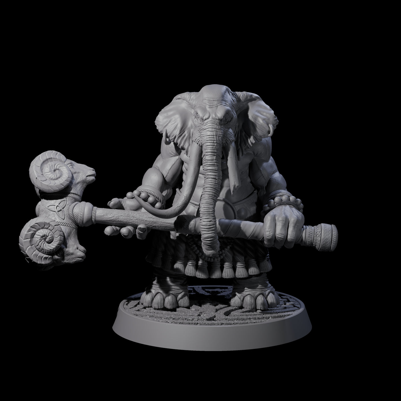 Brave Armoured Loxodon Phalanx Miniature for Dungeons and Dragons, Pathfinder or other TTRPGs