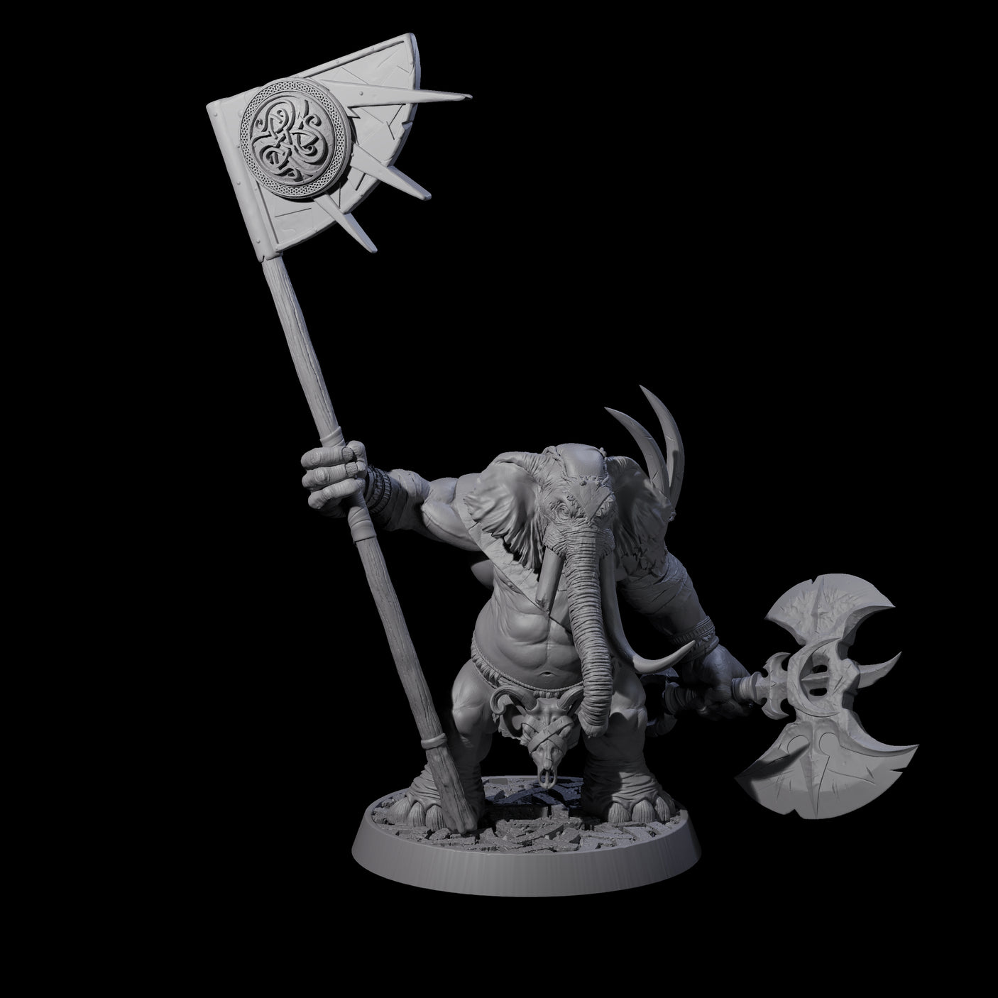 Brave Armoured Loxodon Phalanx Miniature for Dungeons and Dragons, Pathfinder or other TTRPGs