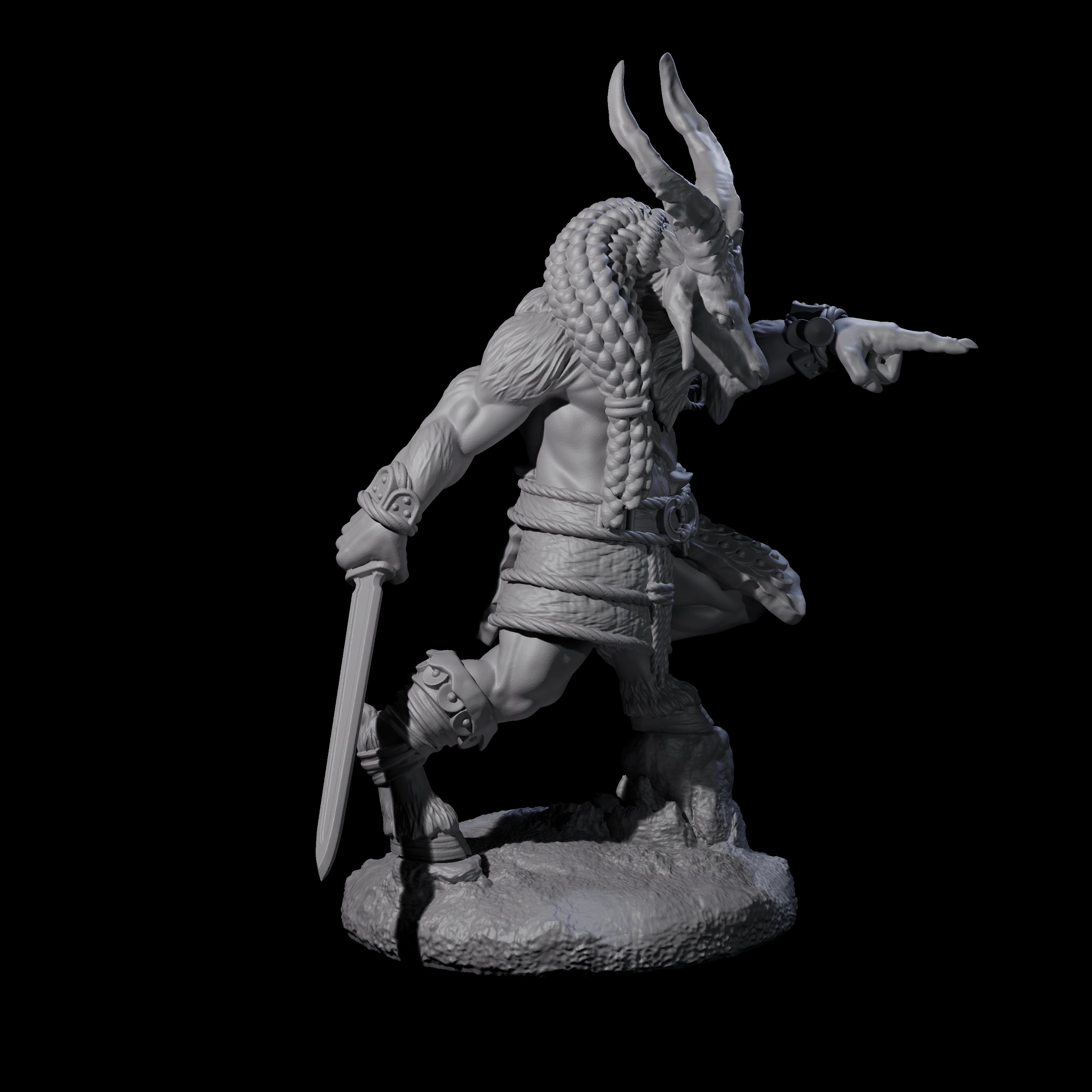 Brave Satyr Fighter B Miniature for Dungeons and Dragons, Pathfinder or other TTRPGs