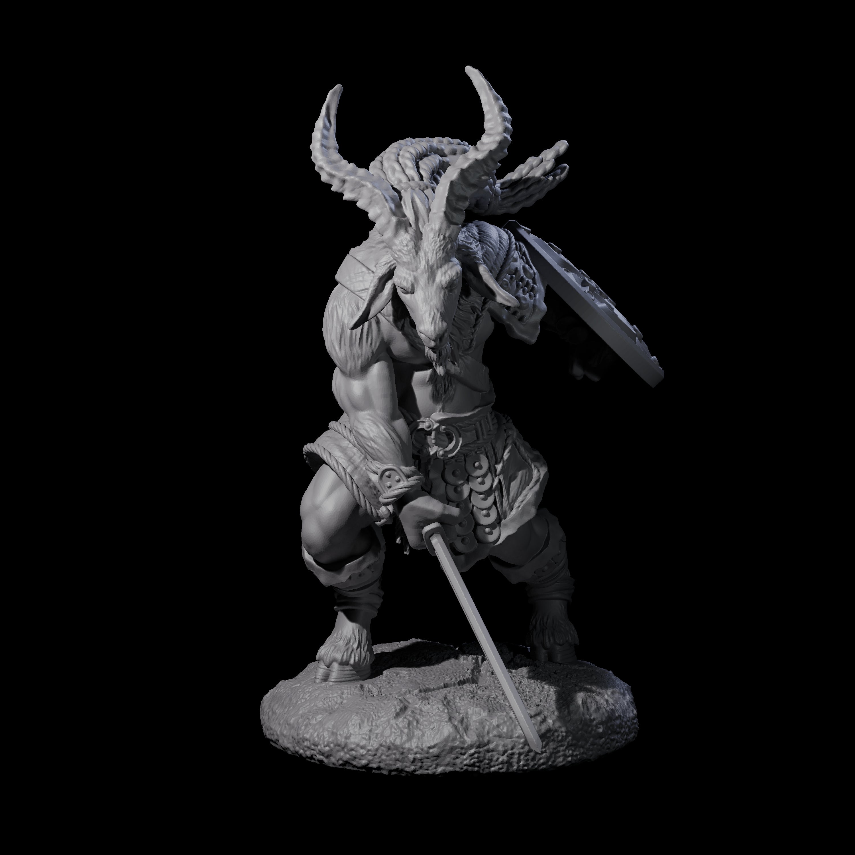 Brave Satyr Fighter D Miniature for Dungeons and Dragons, Pathfinder or other TTRPGs