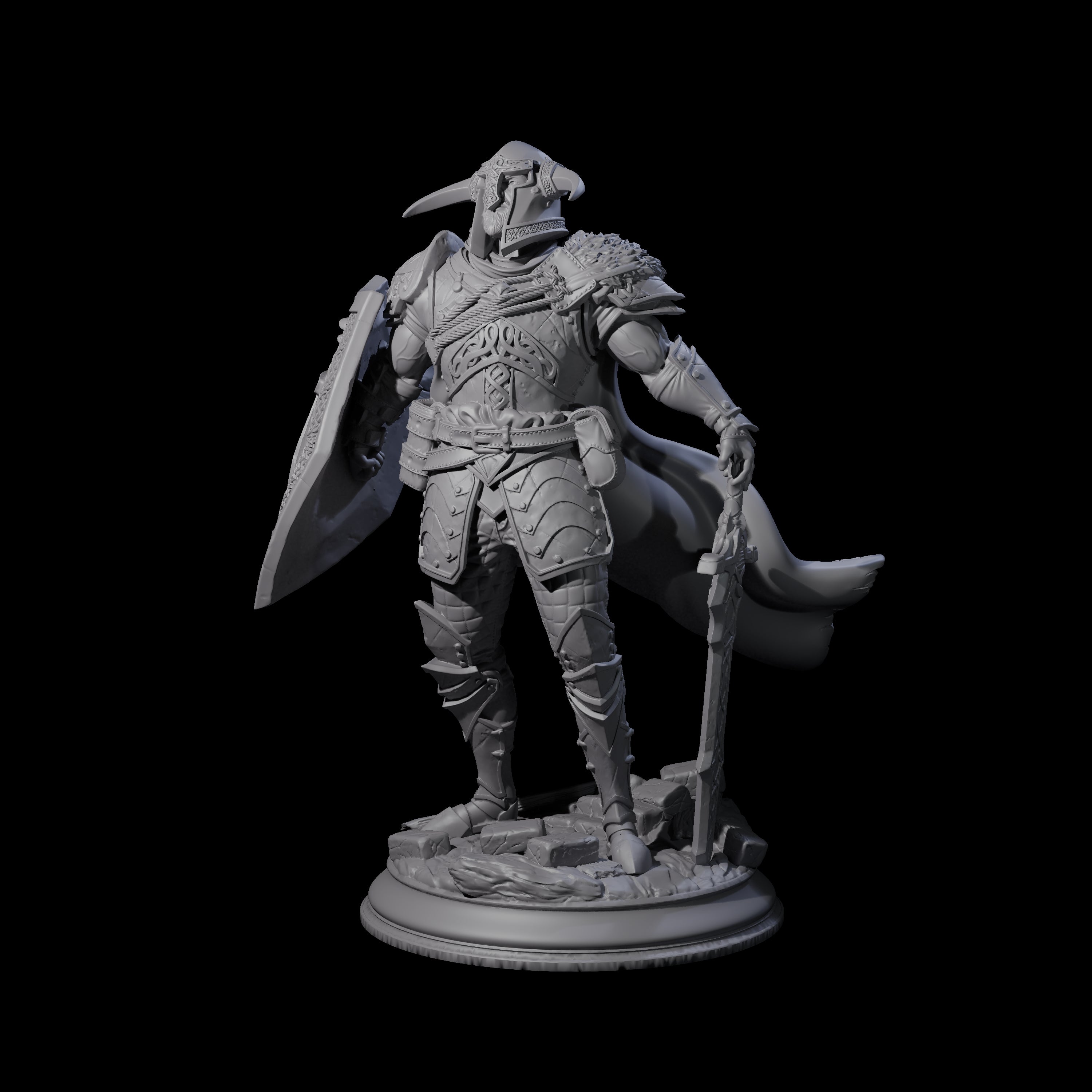 Brave Warrior Miniature for Dungeons and Dragons, Pathfinder or other TTRPGs