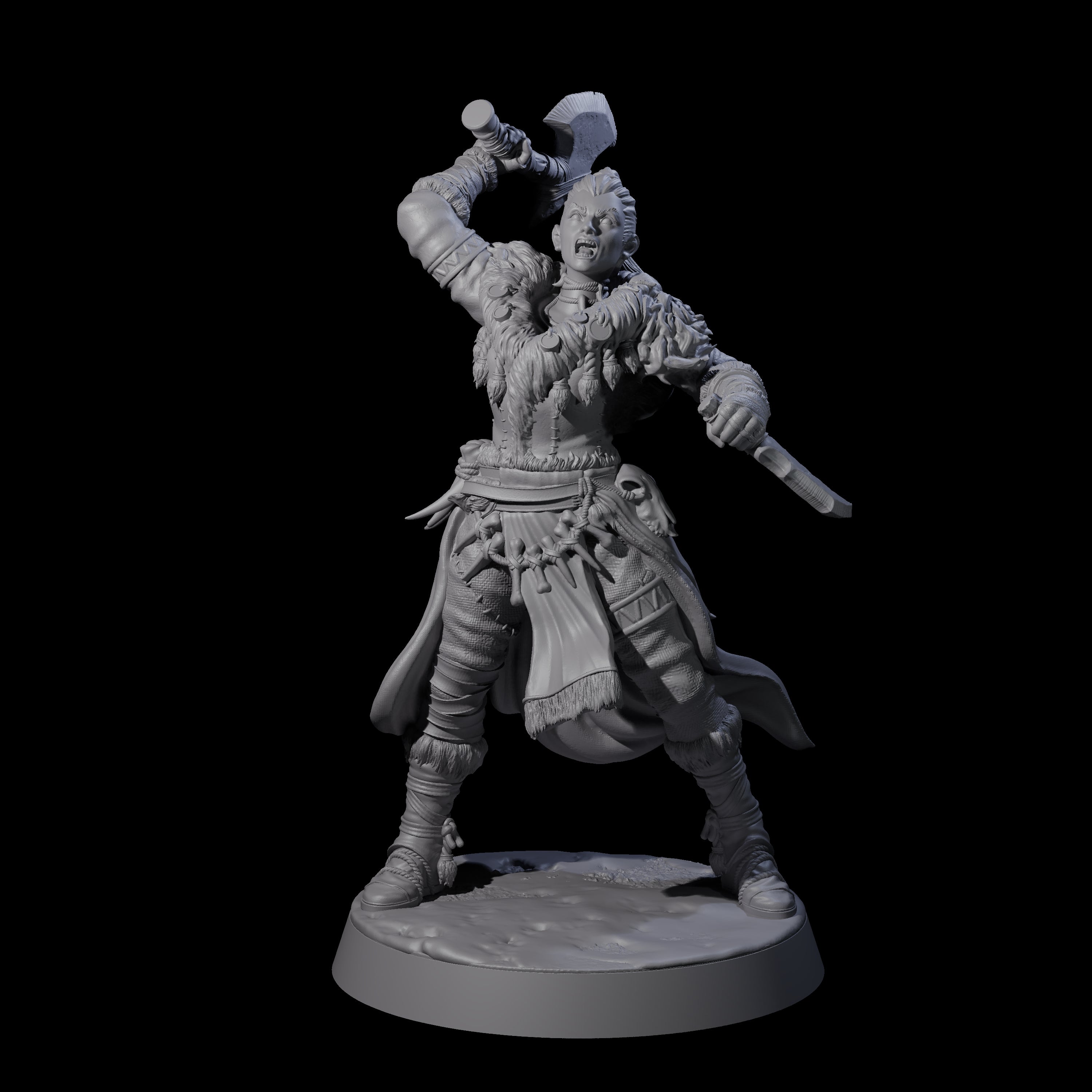Brave Woodland Barbarian B Miniature for Dungeons and Dragons, Pathfinder or other TTRPGs