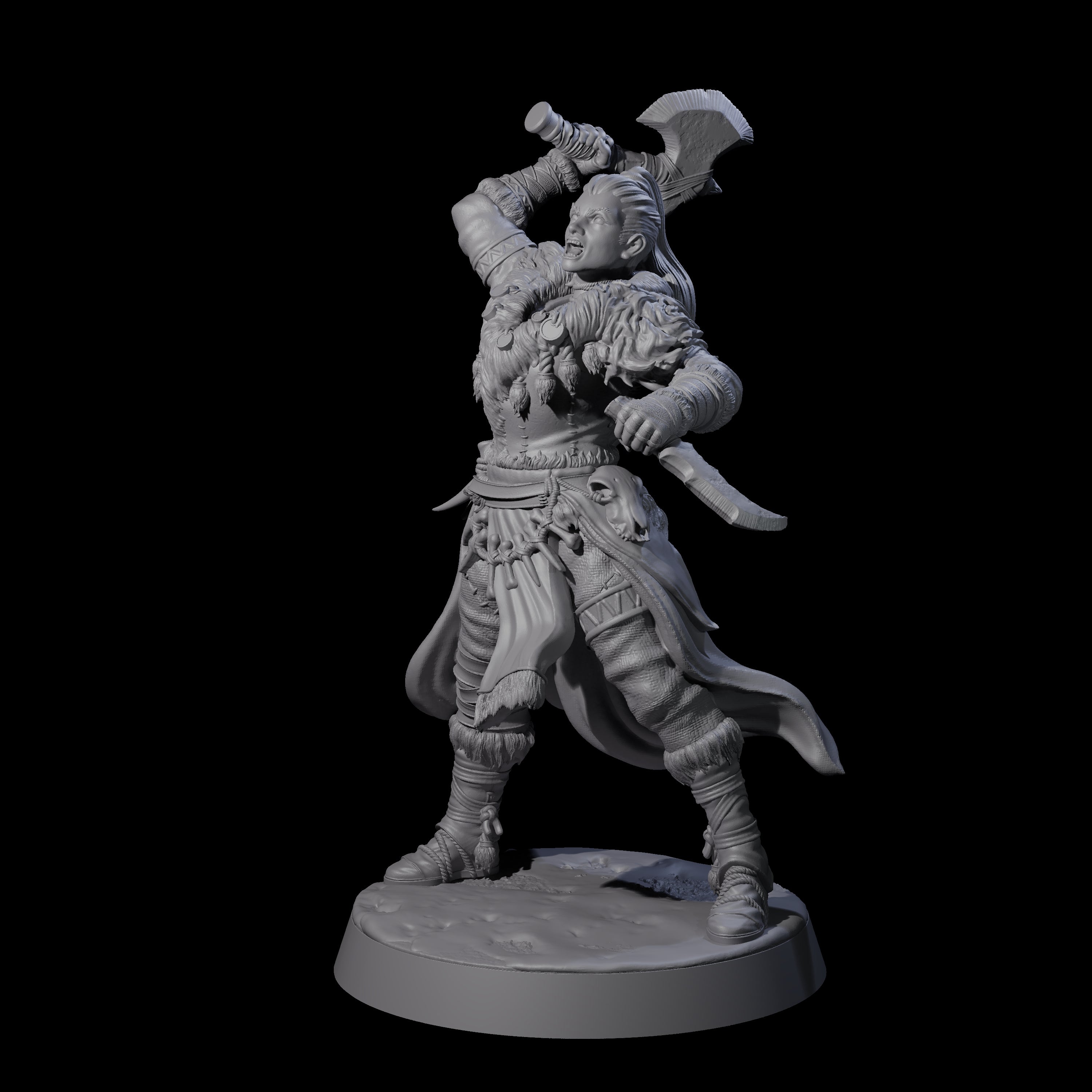 Brave Woodland Barbarian B Miniature for Dungeons and Dragons, Pathfinder or other TTRPGs