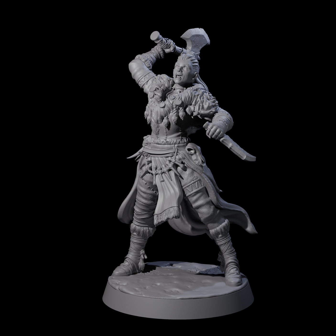 Brave Woodland Barbarian B Miniature for Dungeons and Dragons, Pathfinder or other TTRPGs