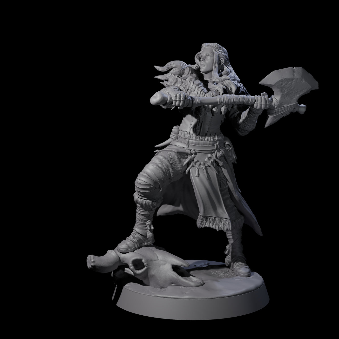 Brave Woodland Barbarian D Miniature for Dungeons and Dragons, Pathfinder or other TTRPGs