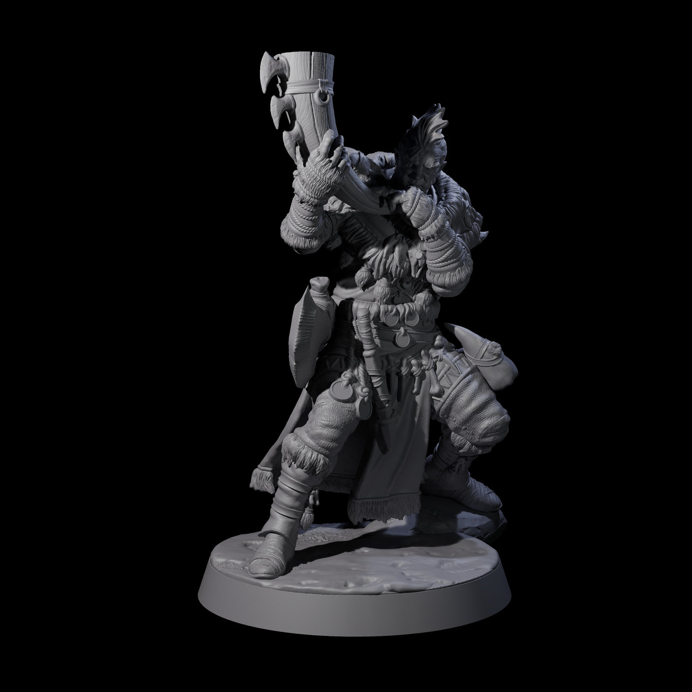 Brave Woodland Barbarian F Miniature for Dungeons and Dragons, Pathfinder or other TTRPGs