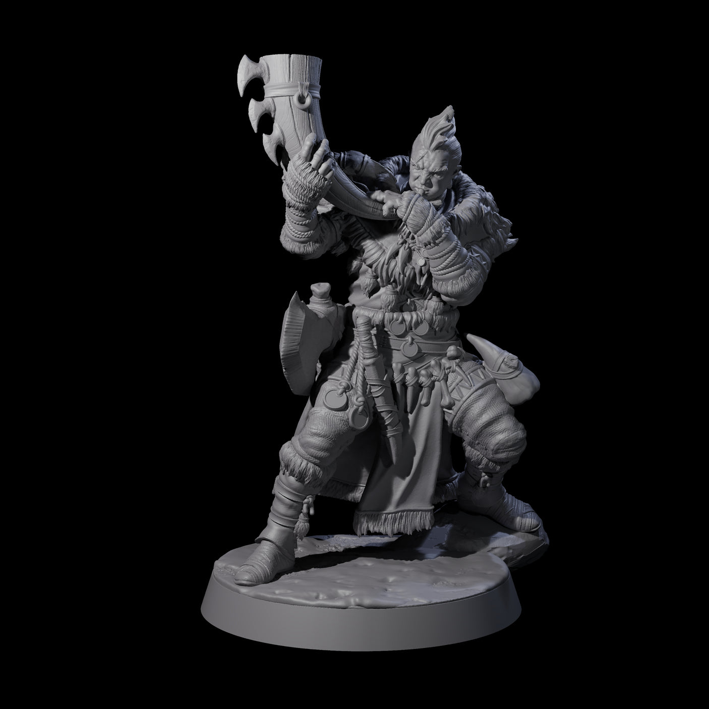 Brave Woodland Barbarian F Miniature for Dungeons and Dragons, Pathfinder or other TTRPGs
