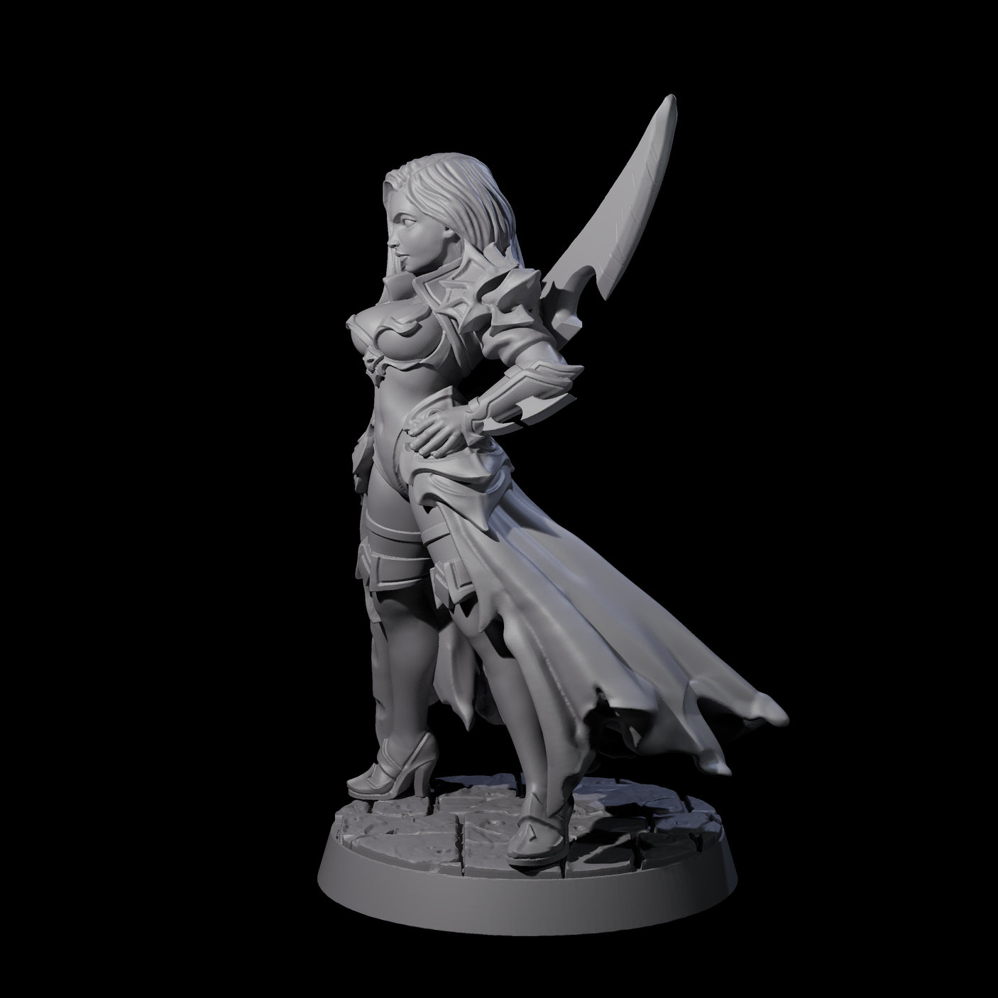 Breathtaking Swordswoman Miniature for Dungeons and Dragons, Pathfinder or other TTRPGs