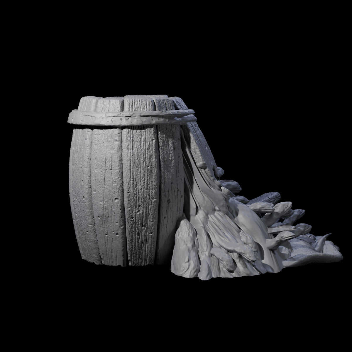 Broken Barrel of Eels Miniature for Dungeons and Dragons, Pathfinder or other TTRPGs