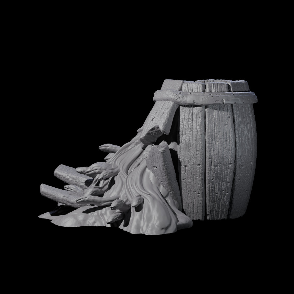 Broken Barrel of Eels Miniature for Dungeons and Dragons, Pathfinder or other TTRPGs