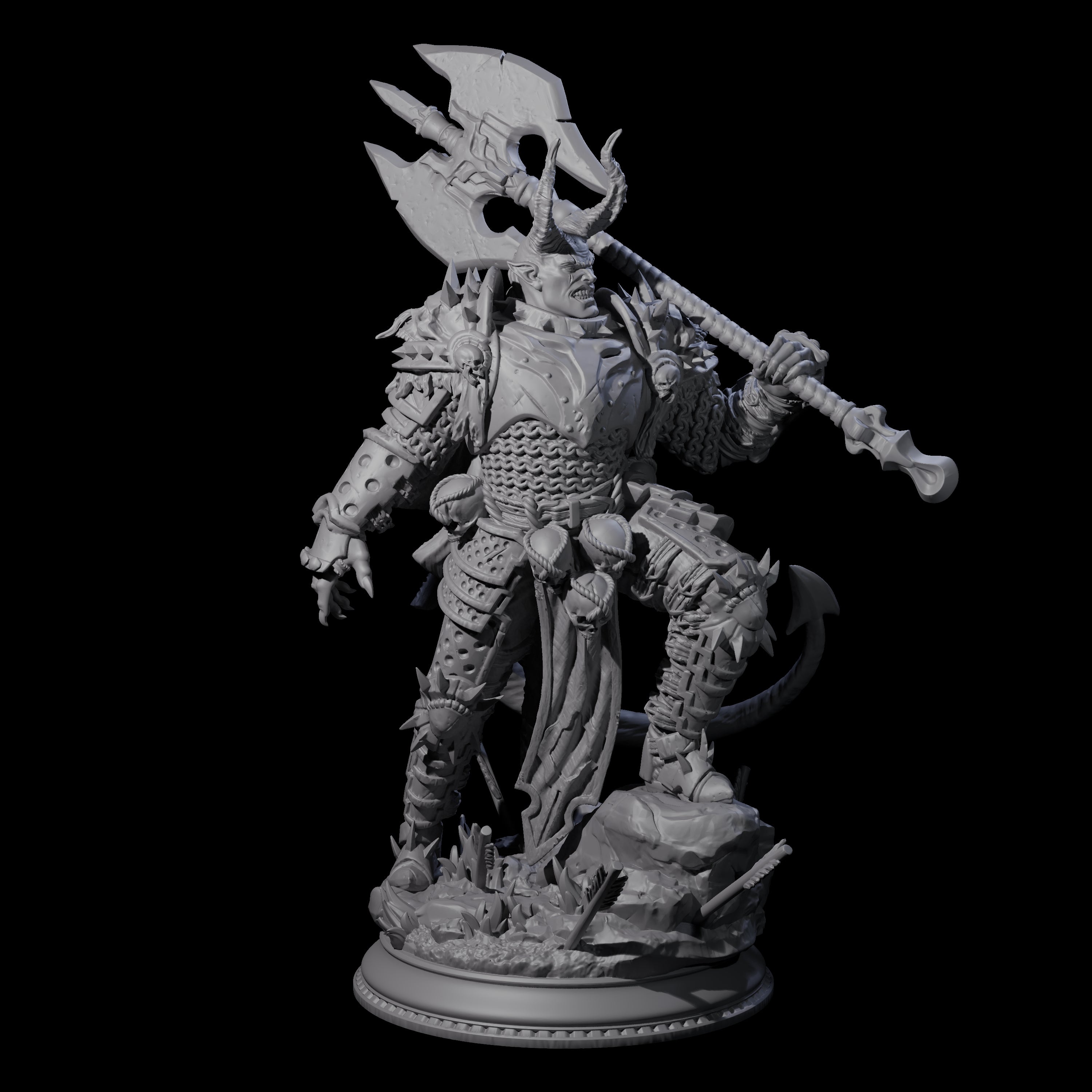 Brutal Tiefling Warrior Miniature for Dungeons and Dragons, Pathfinder or other TTRPGs