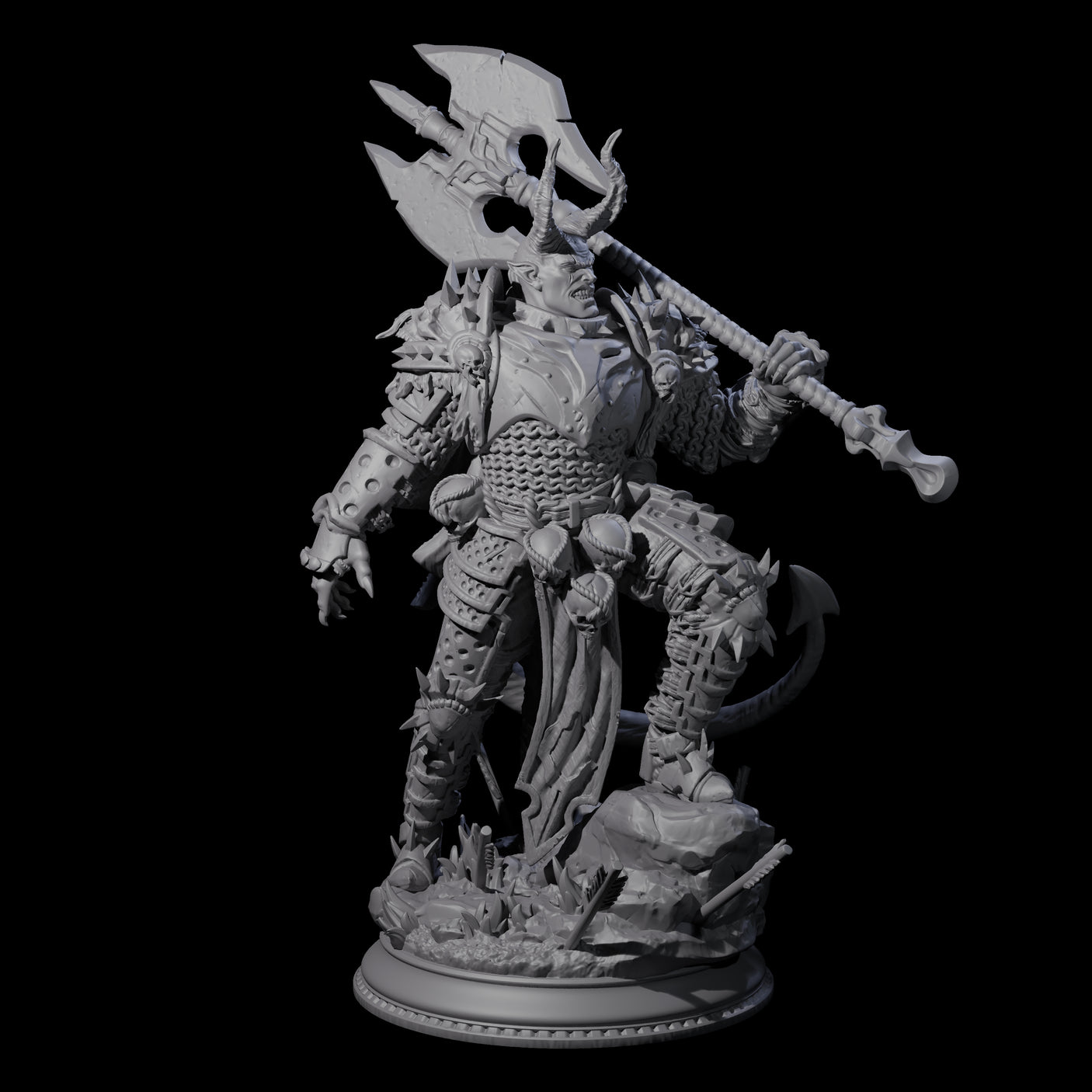 Brutal Tiefling Warrior Miniature for Dungeons and Dragons, Pathfinder or other TTRPGs