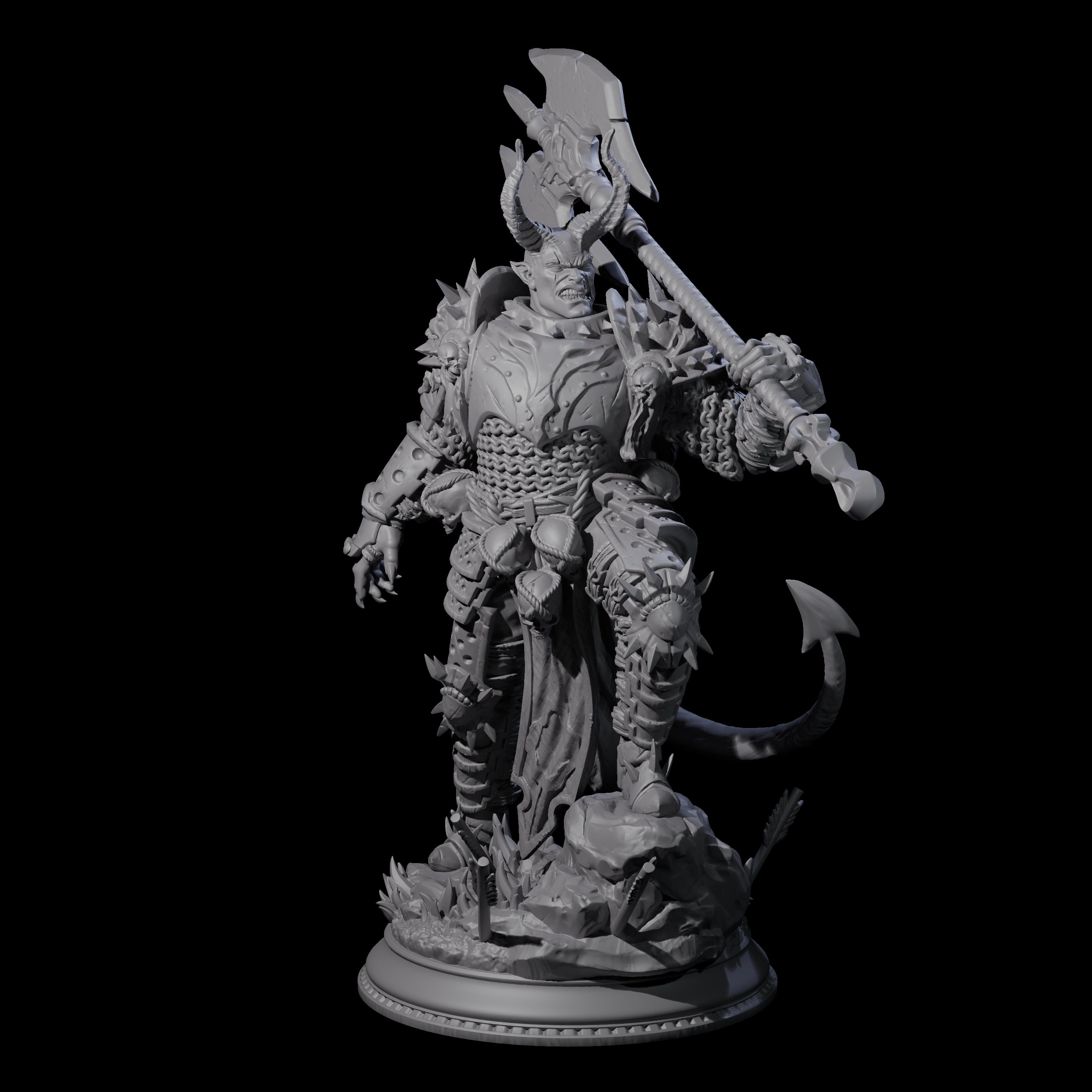 Brutal Tiefling Warrior Miniature for Dungeons and Dragons, Pathfinder or other TTRPGs