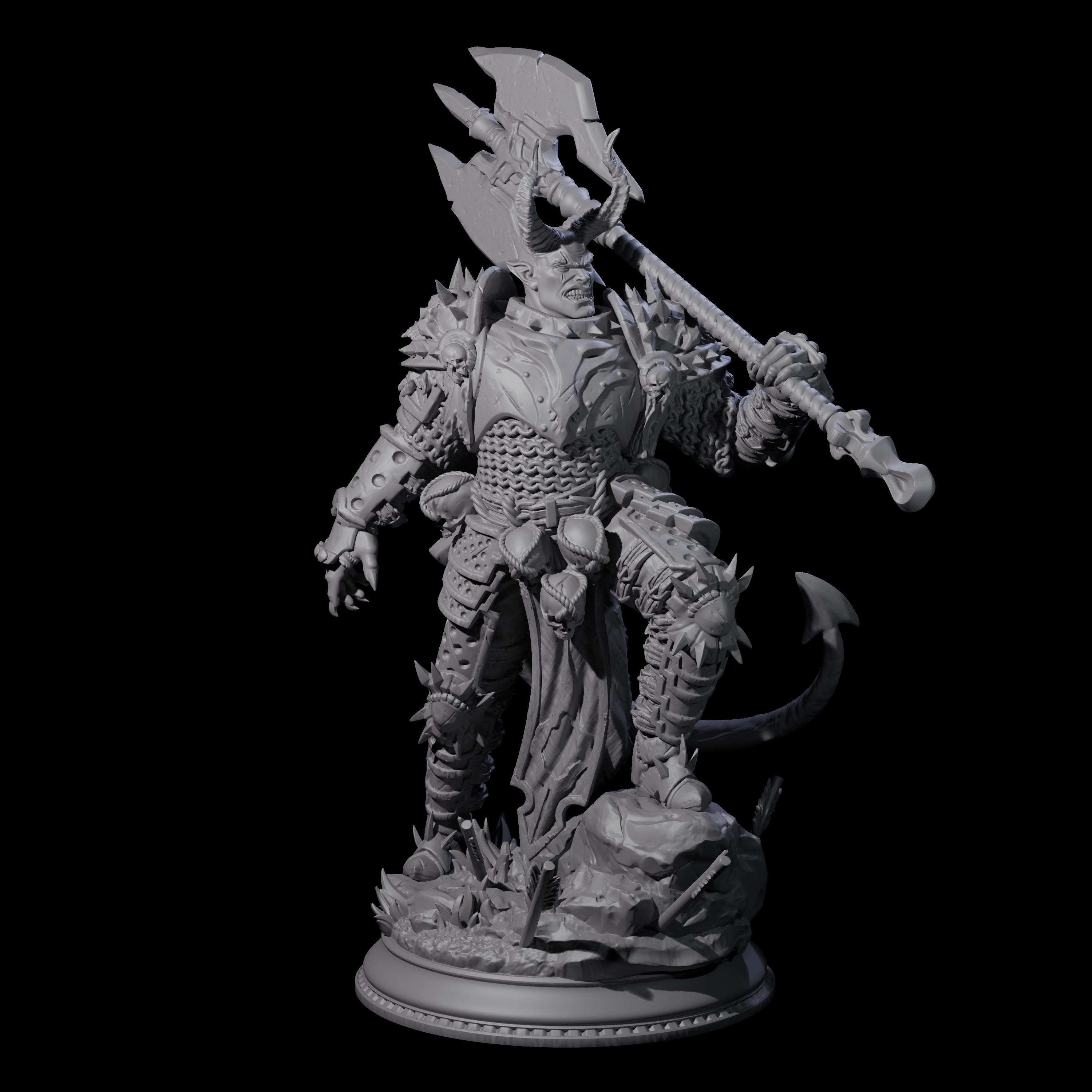 Brutal Tiefling Warrior Miniature for Dungeons and Dragons, Pathfinder or other TTRPGs