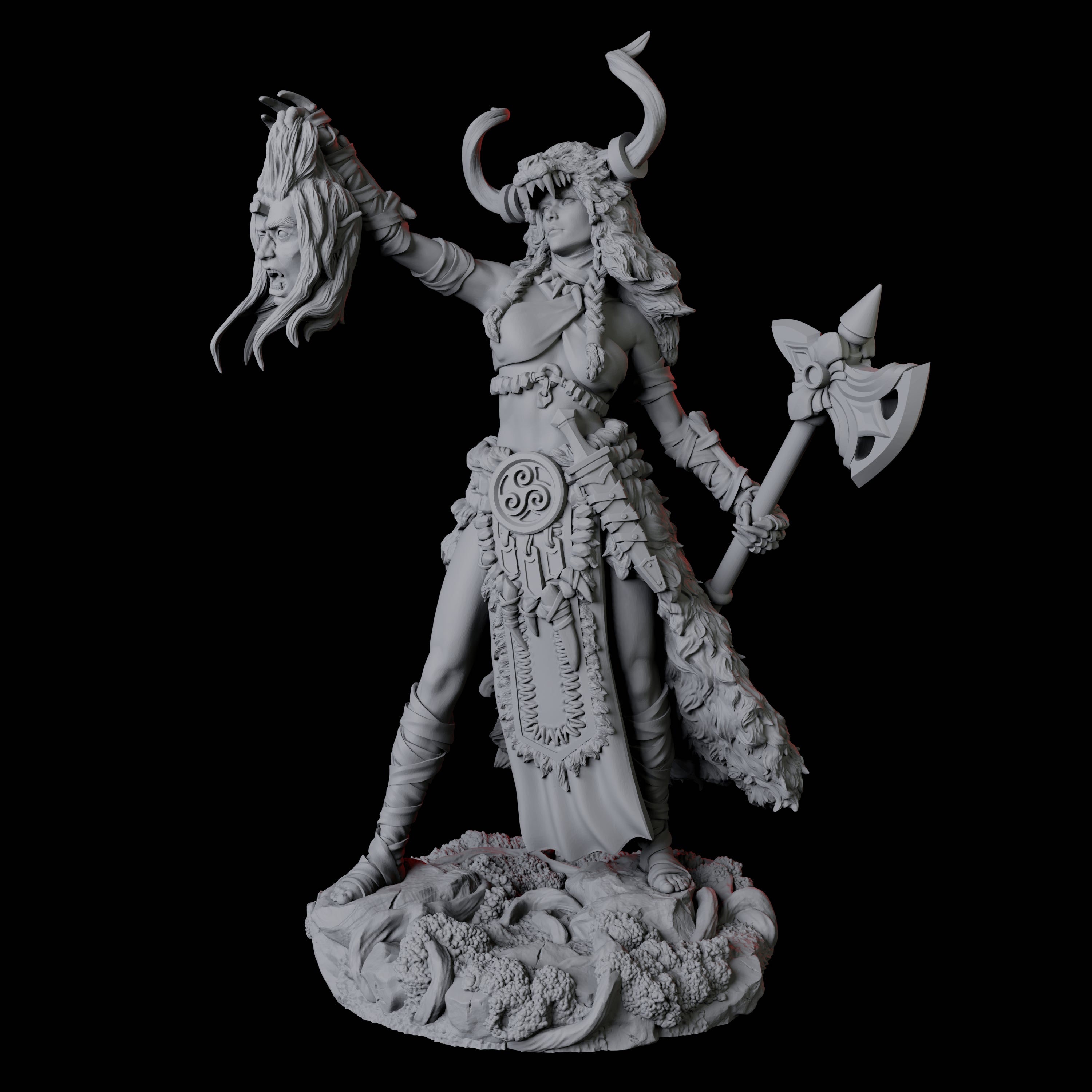 Brutal Viking Shield Maiden Miniature for Dungeons and Dragons, Pathfinder or other TTRPGs