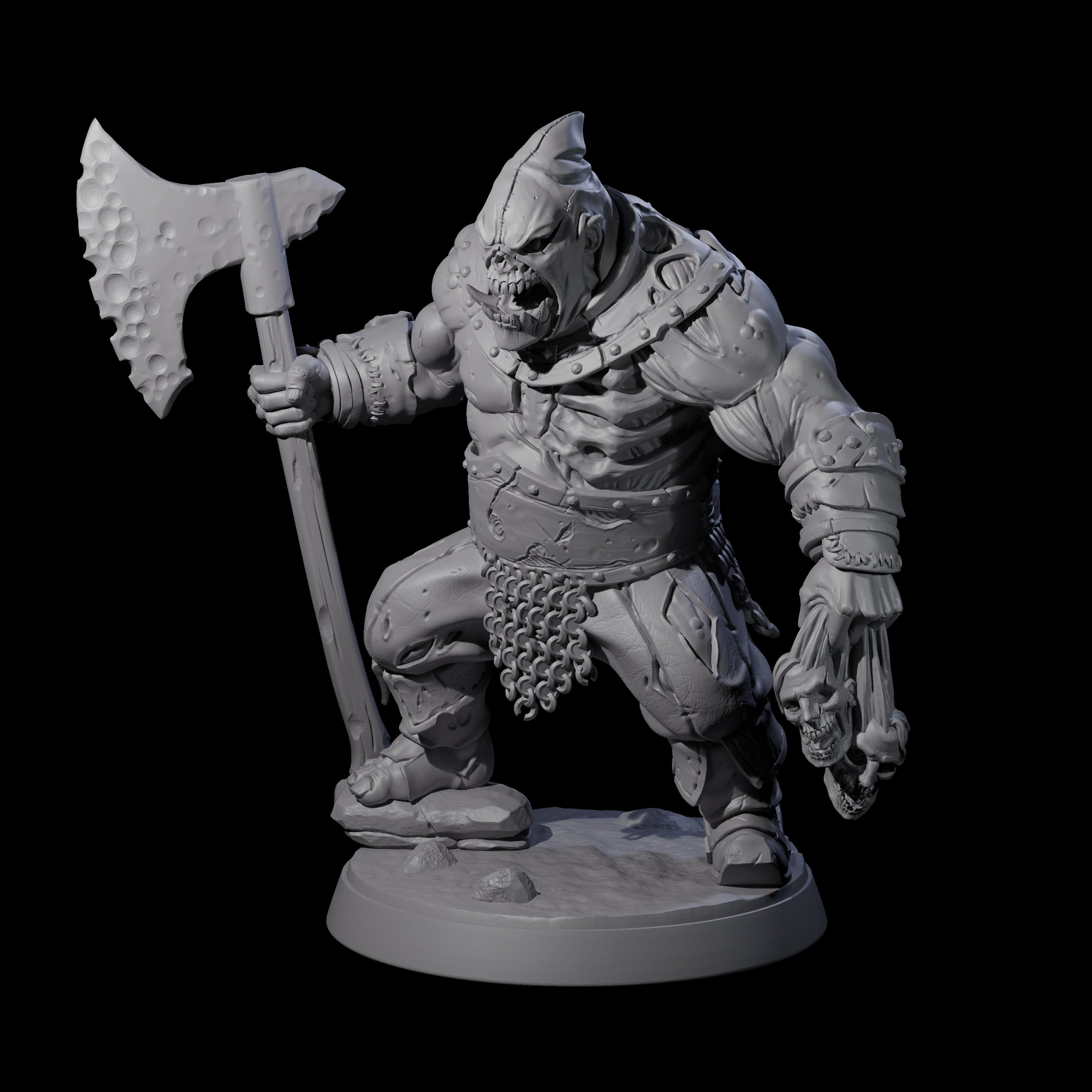 Brutal Zombie Executioner Miniature for Dungeons and Dragons, Pathfinder or other TTRPGs