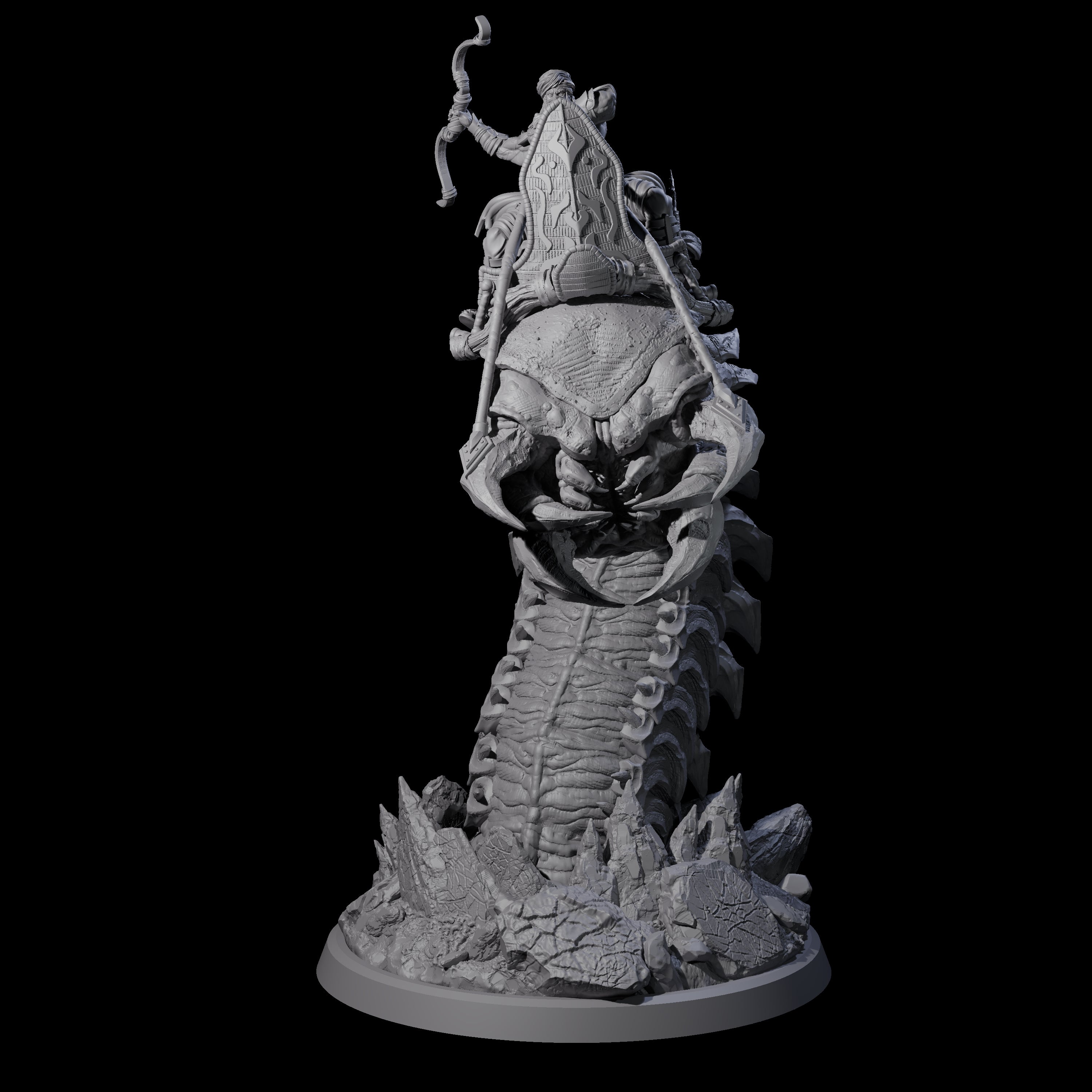 Bucking Purple Worm Rider A Miniature for Dungeons and Dragons, Pathfinder or other TTRPGs