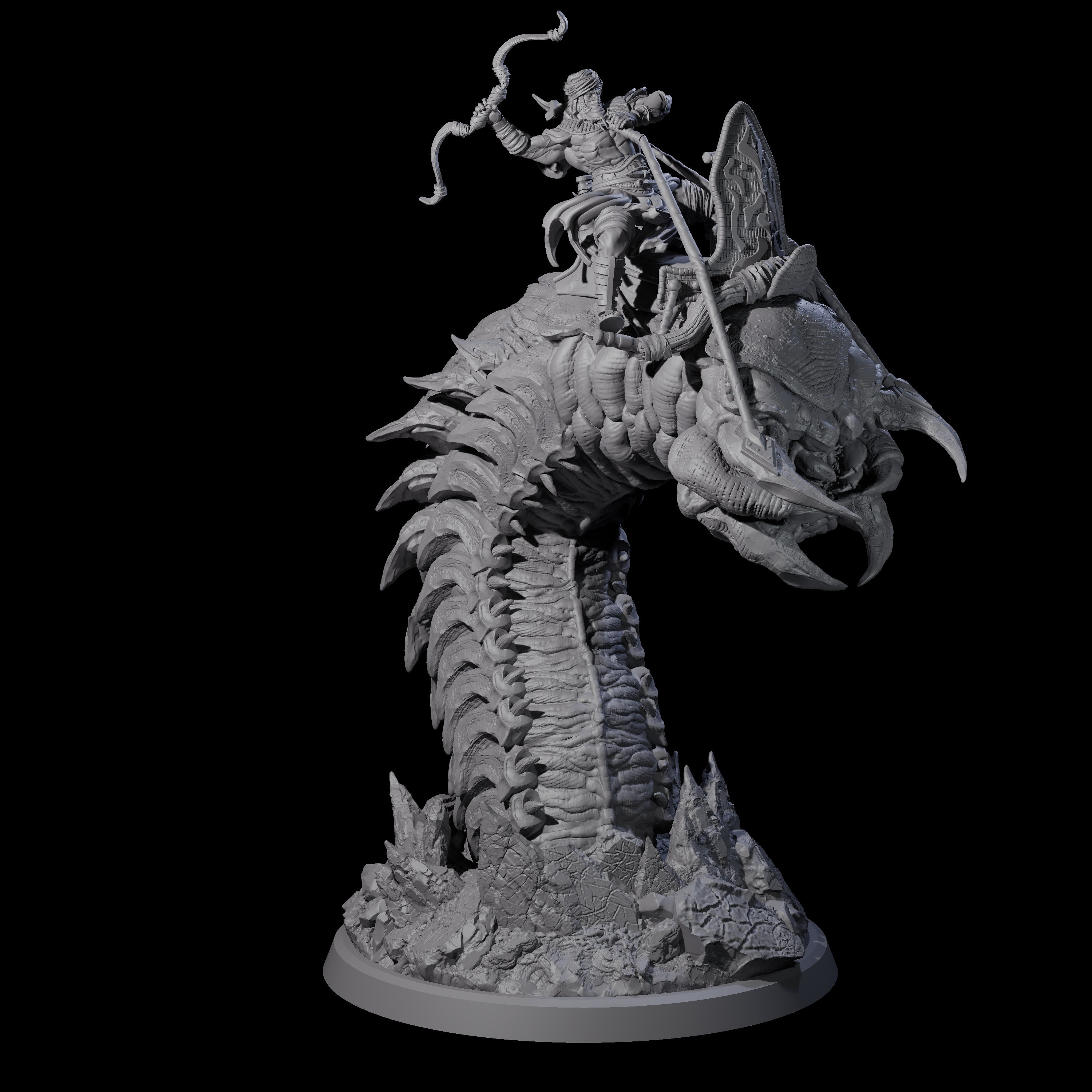 Bucking Purple Worm Rider A Miniature for Dungeons and Dragons, Pathfinder or other TTRPGs
