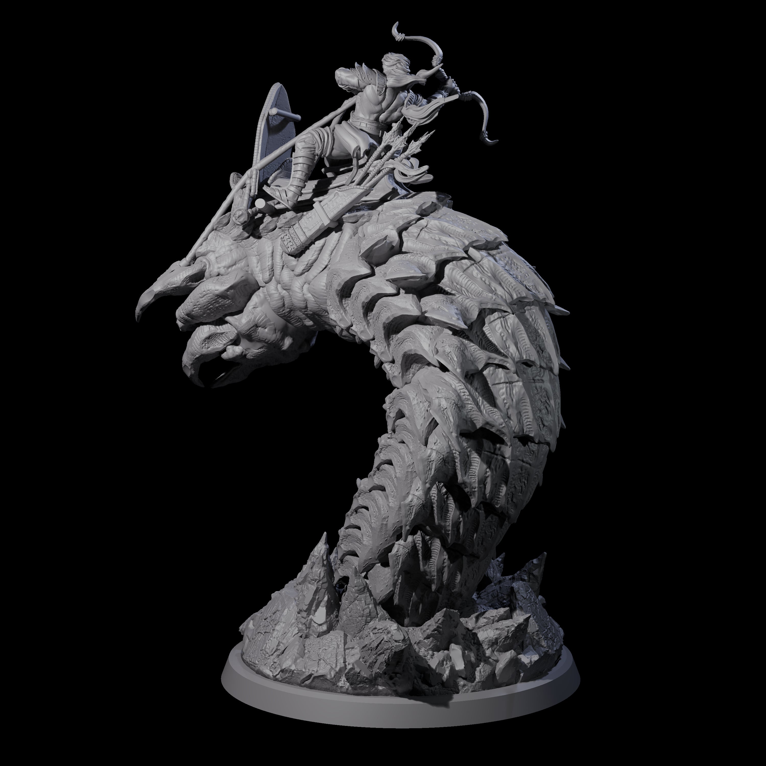 Bucking Purple Worm Rider A Miniature for Dungeons and Dragons, Pathfinder or other TTRPGs