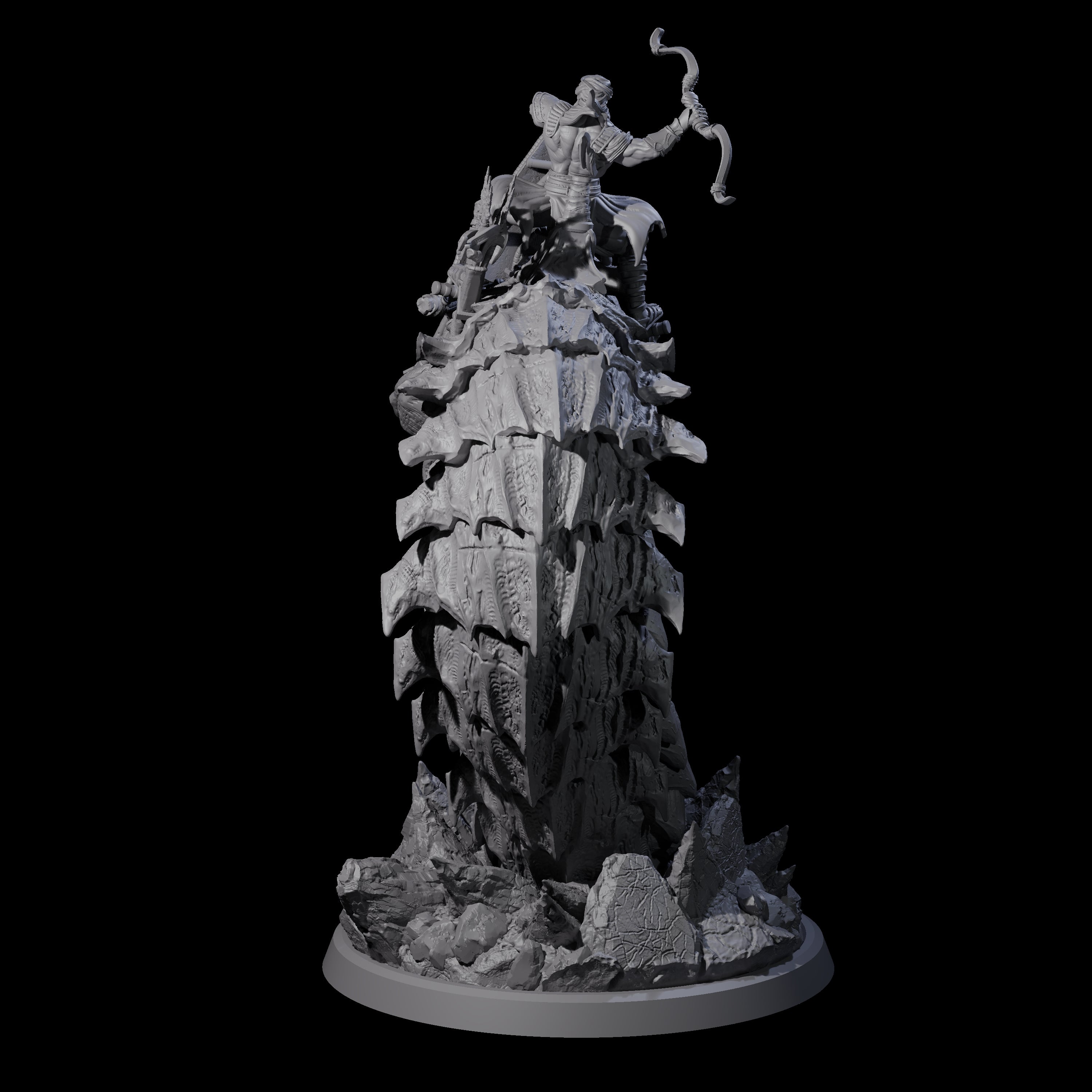 Bucking Purple Worm Rider A Miniature for Dungeons and Dragons, Pathfinder or other TTRPGs