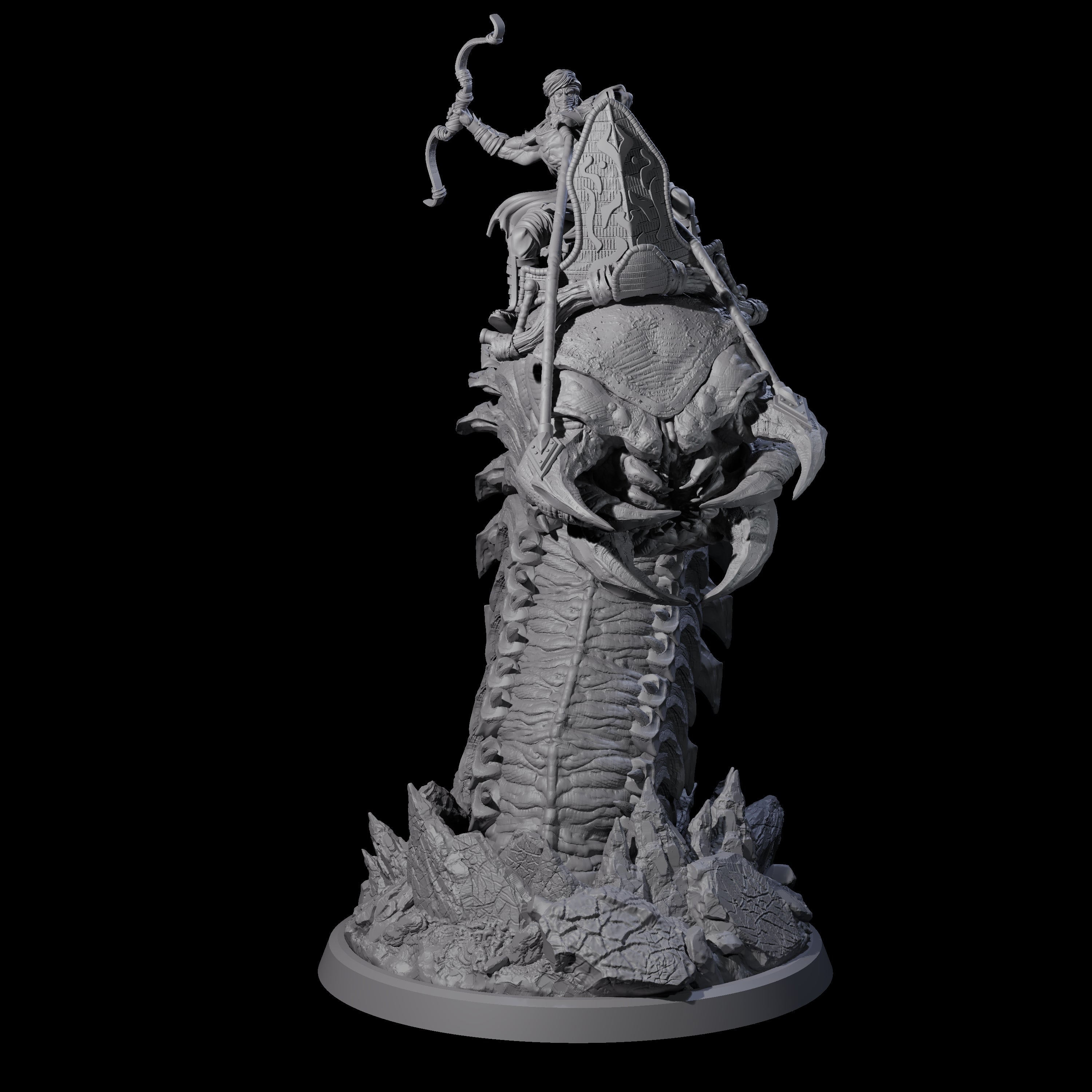 Bucking Purple Worm Rider A Miniature for Dungeons and Dragons, Pathfinder or other TTRPGs