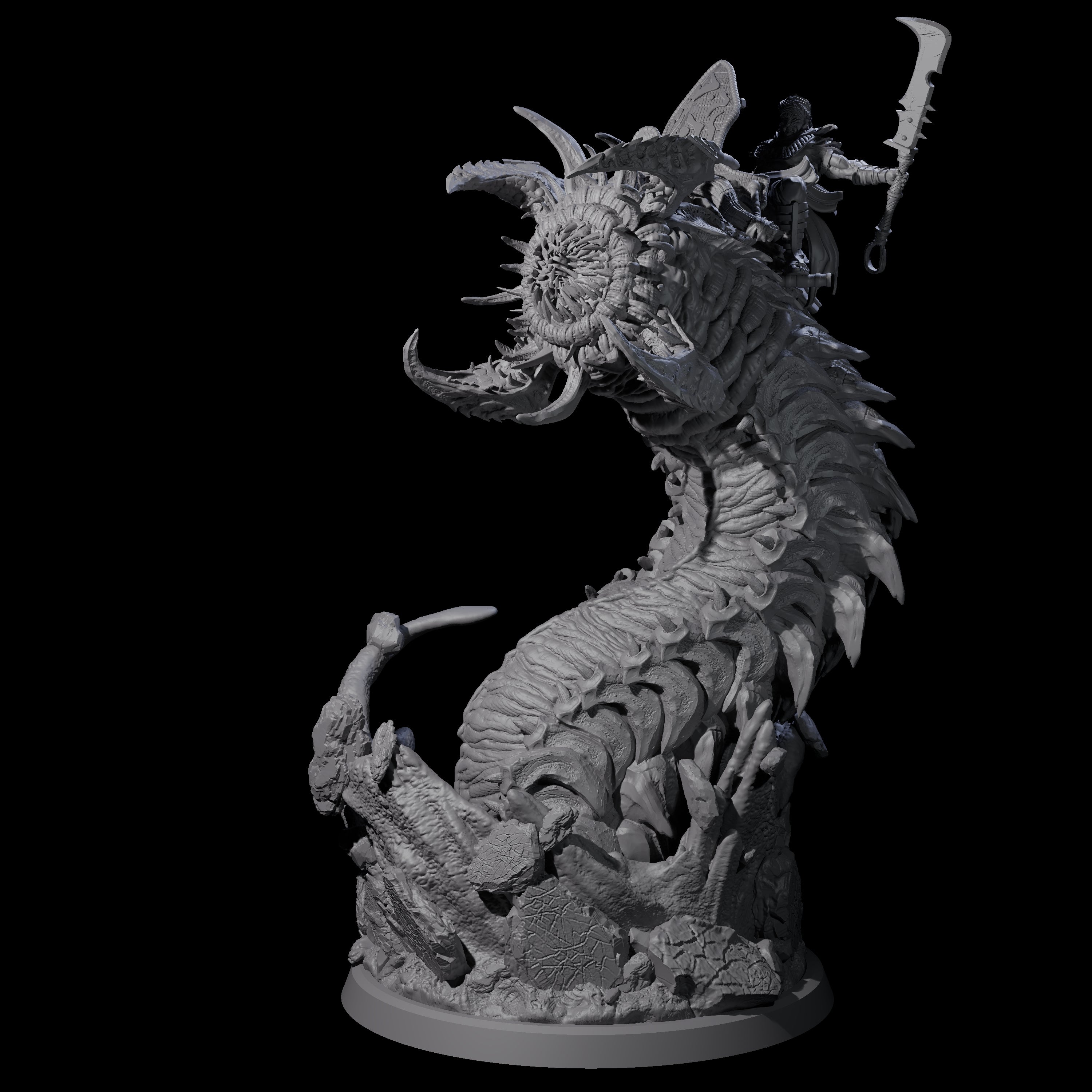 Bucking Purple Worm Rider B Miniature for Dungeons and Dragons, Pathfinder or other TTRPGs