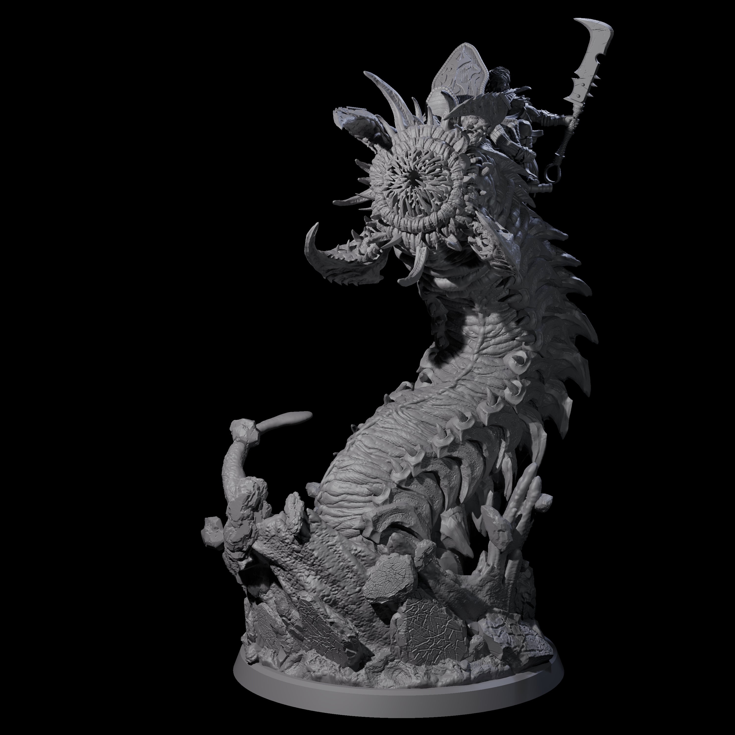 Bucking Purple Worm Rider B Miniature for Dungeons and Dragons, Pathfinder or other TTRPGs