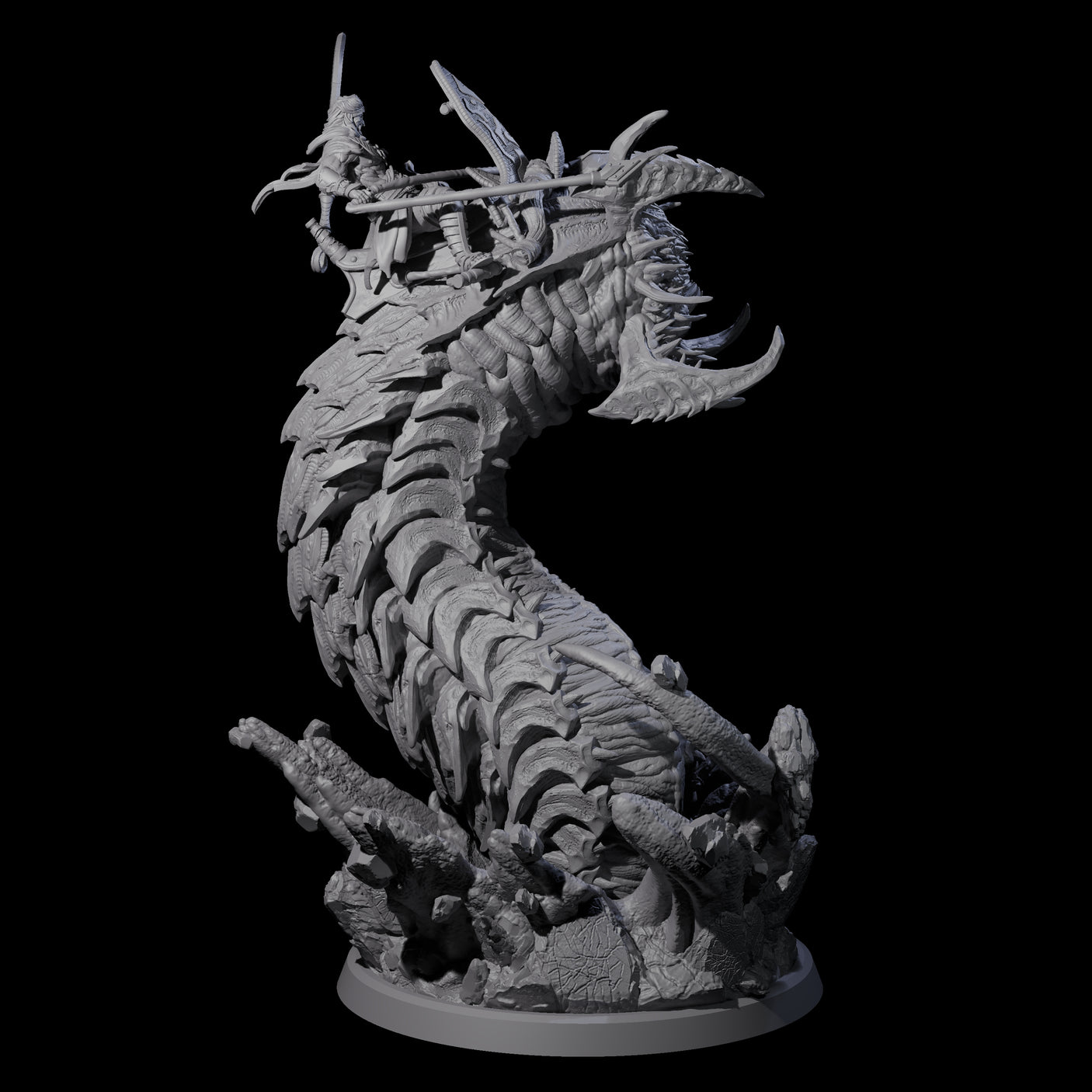 Bucking Purple Worm Rider B Miniature for Dungeons and Dragons, Pathfinder or other TTRPGs