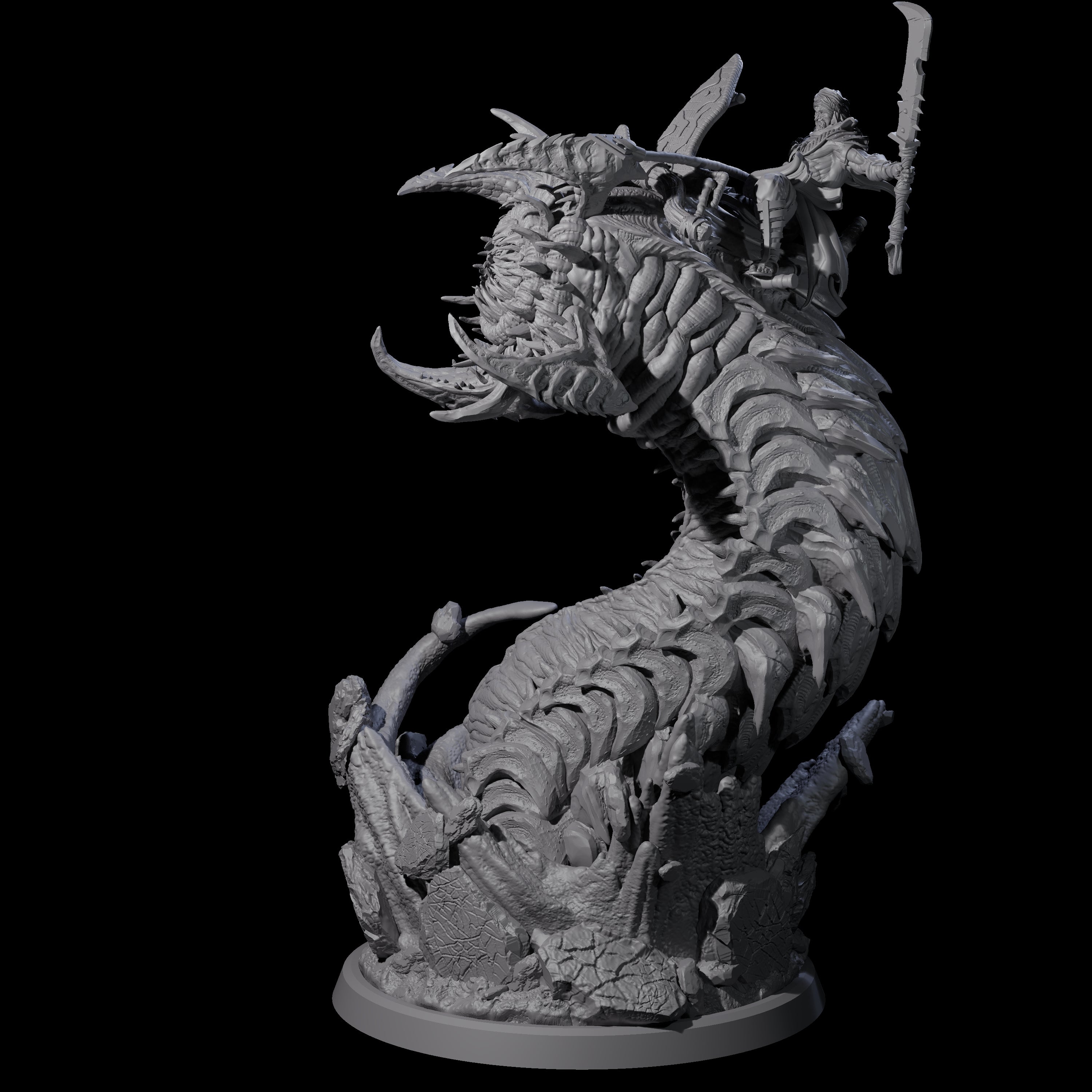 Bucking Purple Worm Rider B Miniature for Dungeons and Dragons, Pathfinder or other TTRPGs