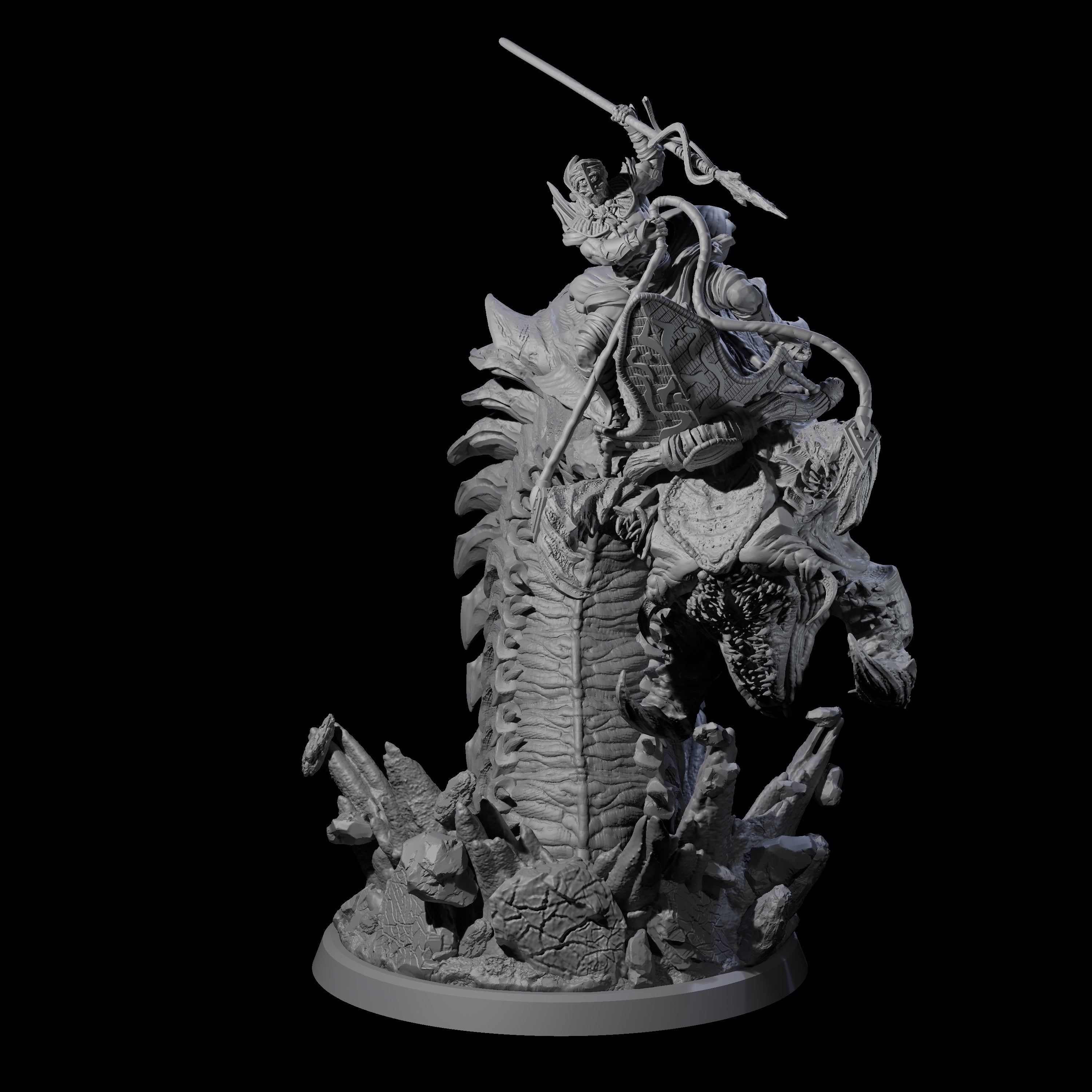 Bucking Purple Worm Rider C Miniature for Dungeons and Dragons, Pathfinder or other TTRPGs