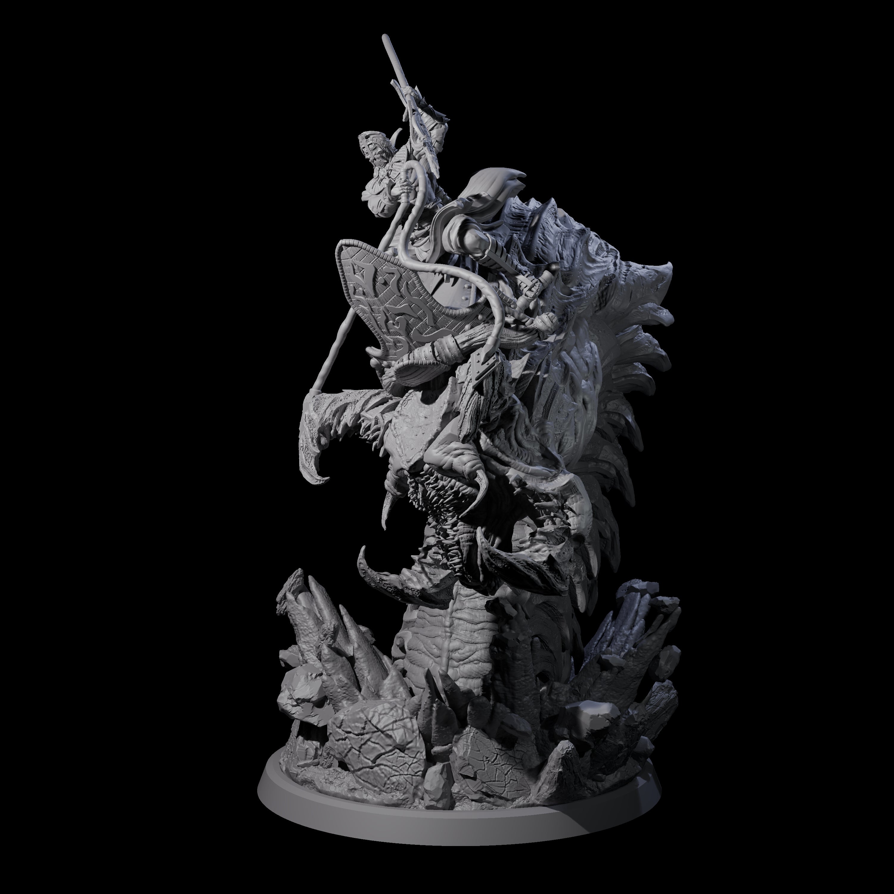 Bucking Purple Worm Rider C Miniature for Dungeons and Dragons, Pathfinder or other TTRPGs