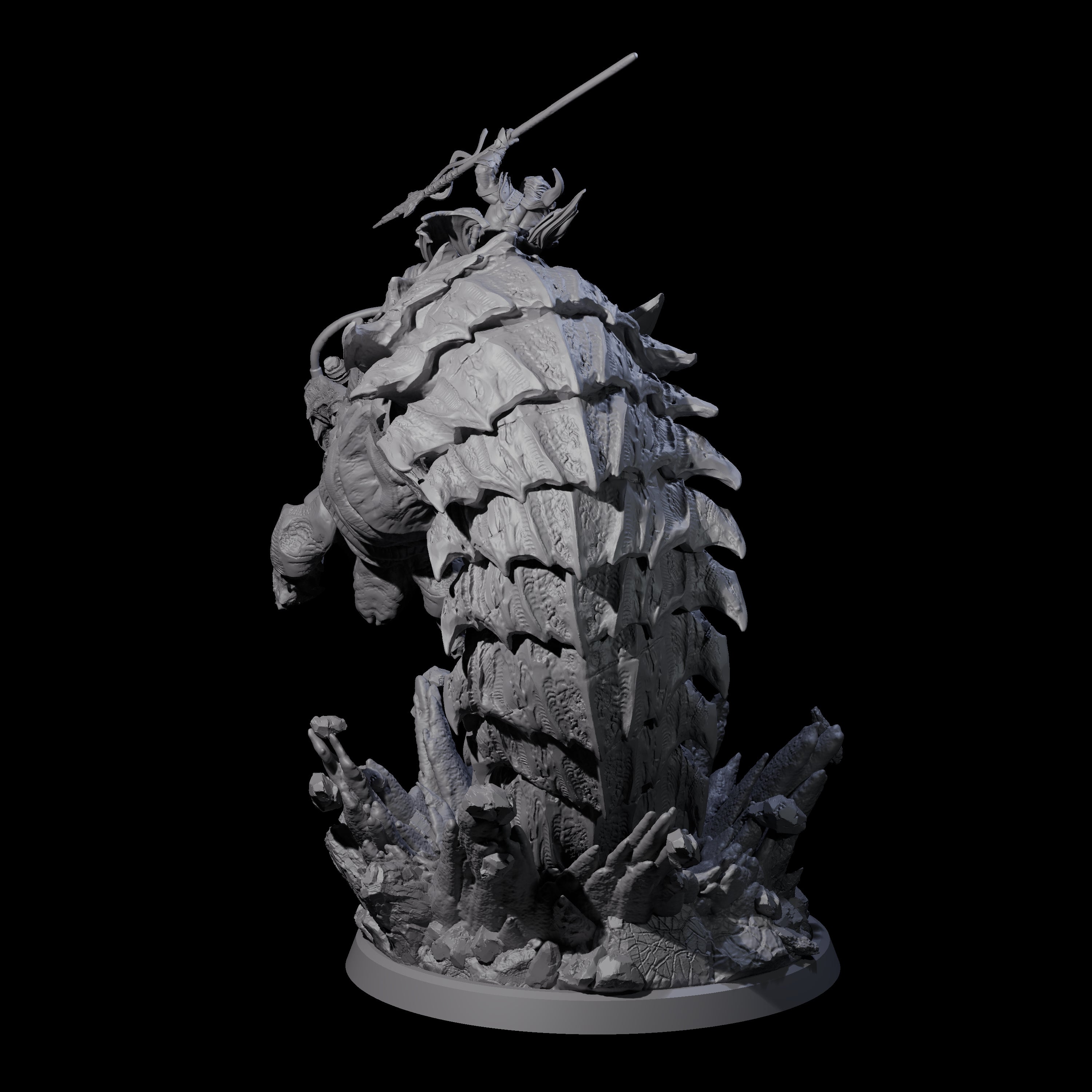 Bucking Purple Worm Rider C Miniature for Dungeons and Dragons, Pathfinder or other TTRPGs