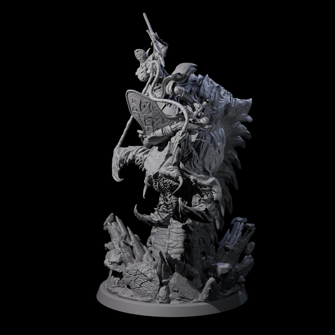 Bucking Purple Worm Rider C Miniature for Dungeons and Dragons, Pathfinder or other TTRPGs