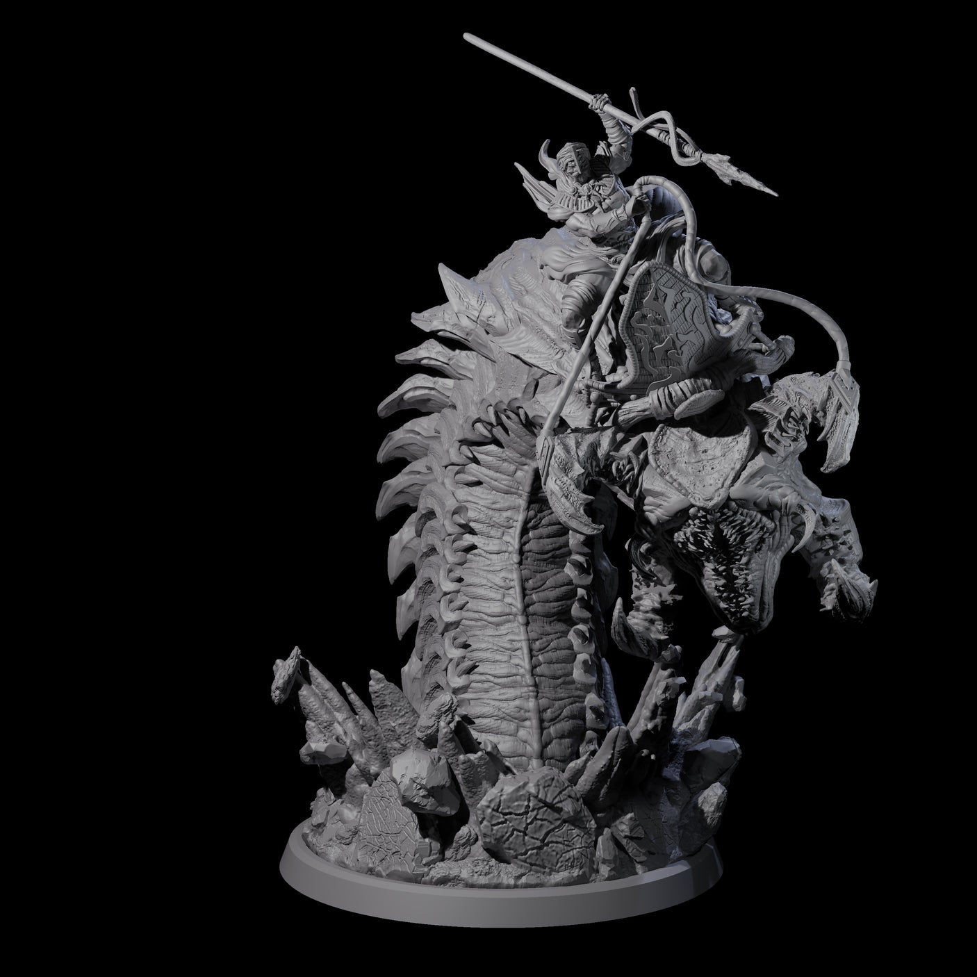 Bucking Purple Worm Rider C Miniature for Dungeons and Dragons, Pathfinder or other TTRPGs