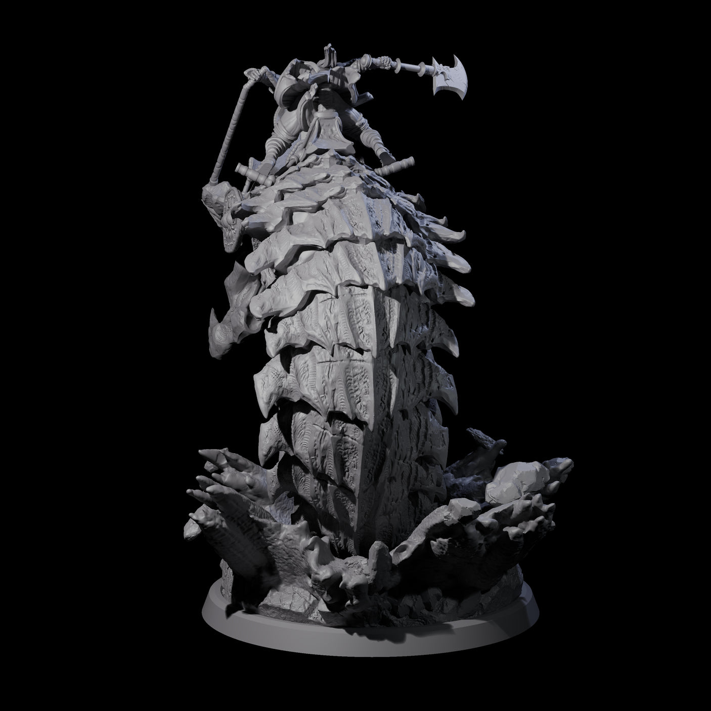Bucking Purple Worm Rider D Miniature for Dungeons and Dragons, Pathfinder or other TTRPGs