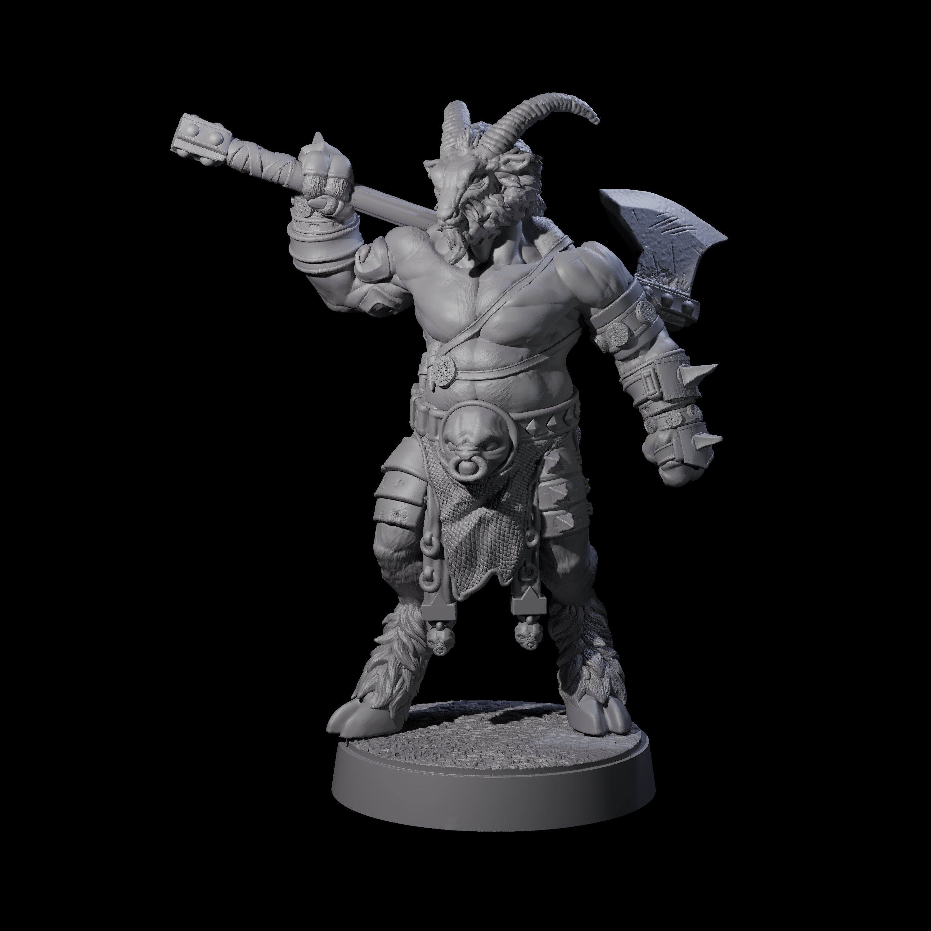 Burly Goatfolk Warrior A Miniature for Dungeons and Dragons, Pathfinder or other TTRPGs