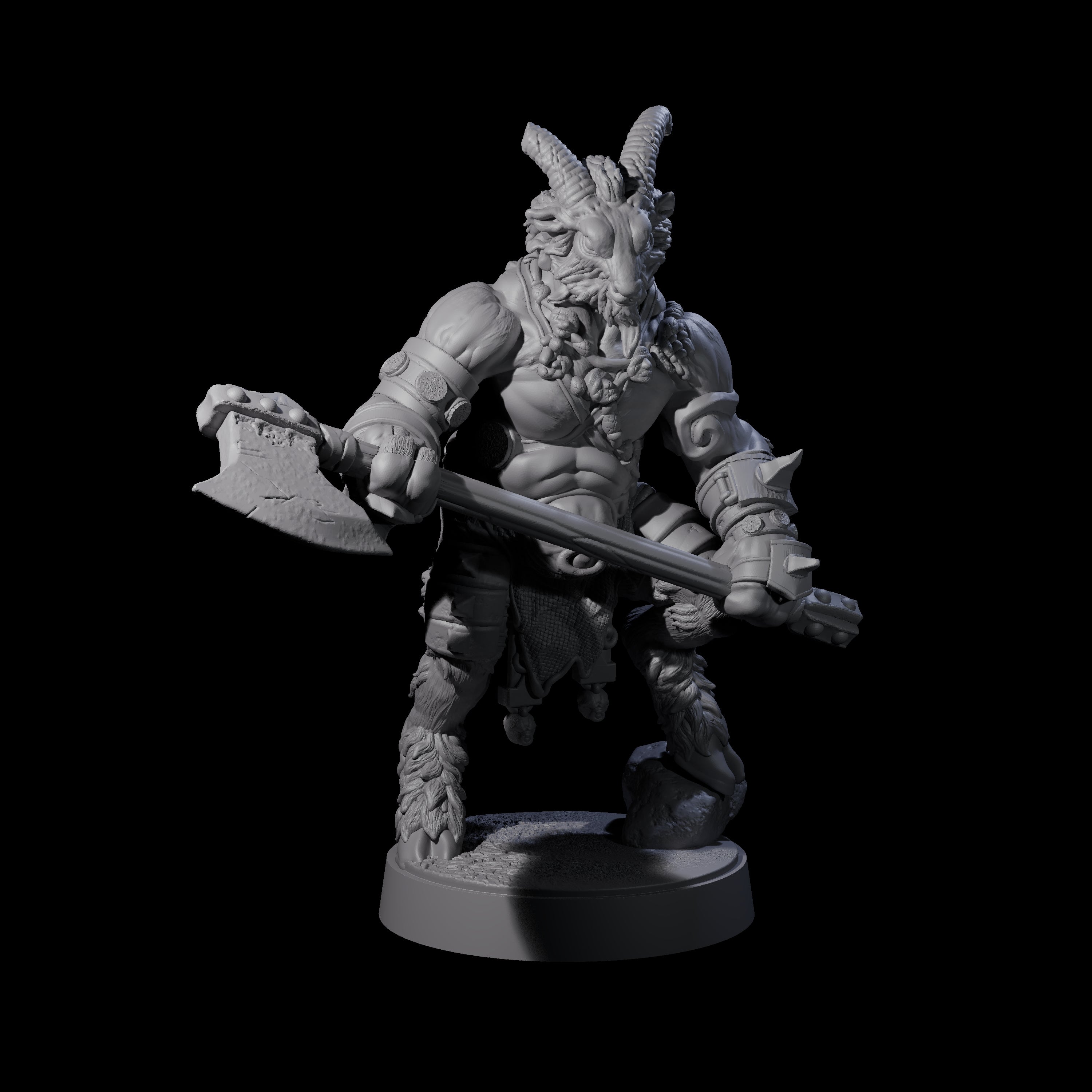 Burly Goatfolk Warrior B Miniature for Dungeons and Dragons, Pathfinder or other TTRPGs