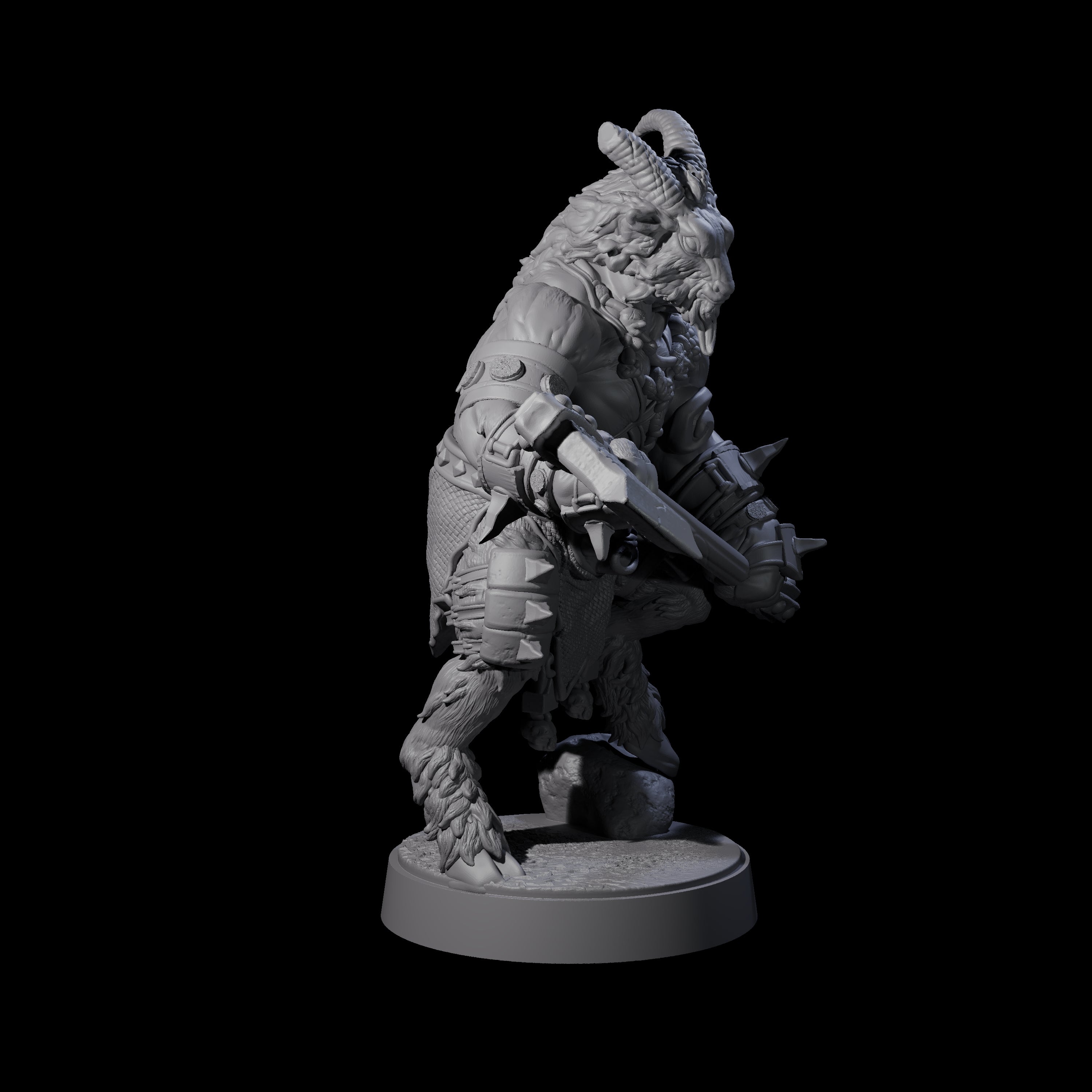 Burly Goatfolk Warrior B Miniature for Dungeons and Dragons, Pathfinder or other TTRPGs