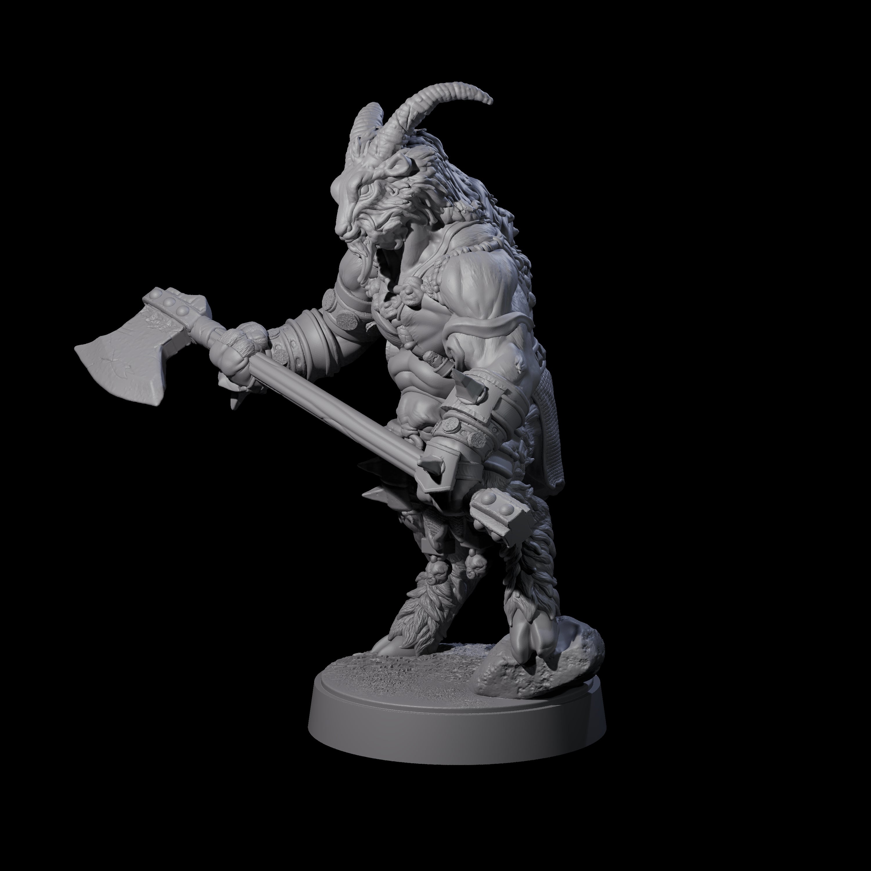 Burly Goatfolk Warrior B Miniature for Dungeons and Dragons, Pathfinder or other TTRPGs