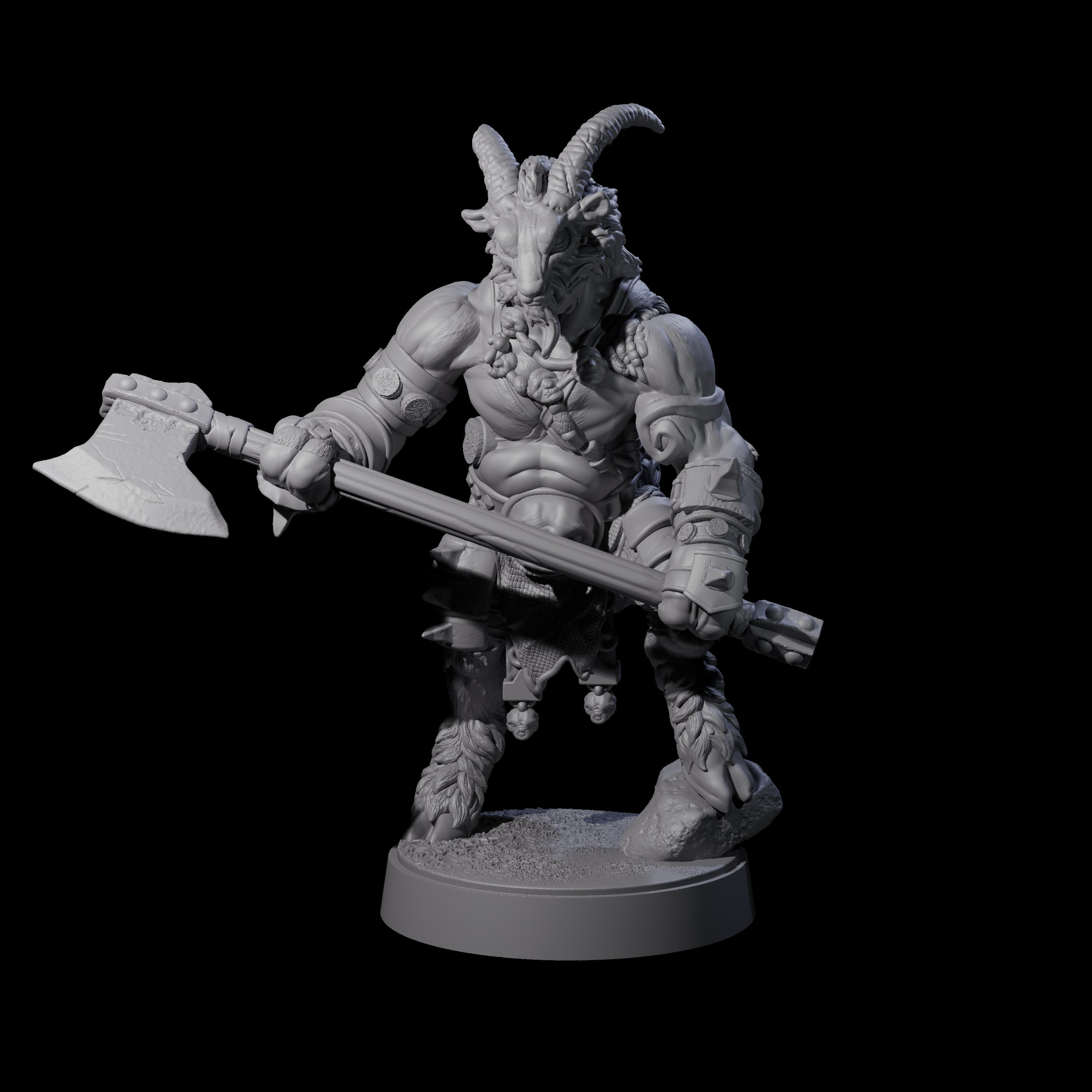Burly Goatfolk Warrior B Miniature for Dungeons and Dragons, Pathfinder or other TTRPGs
