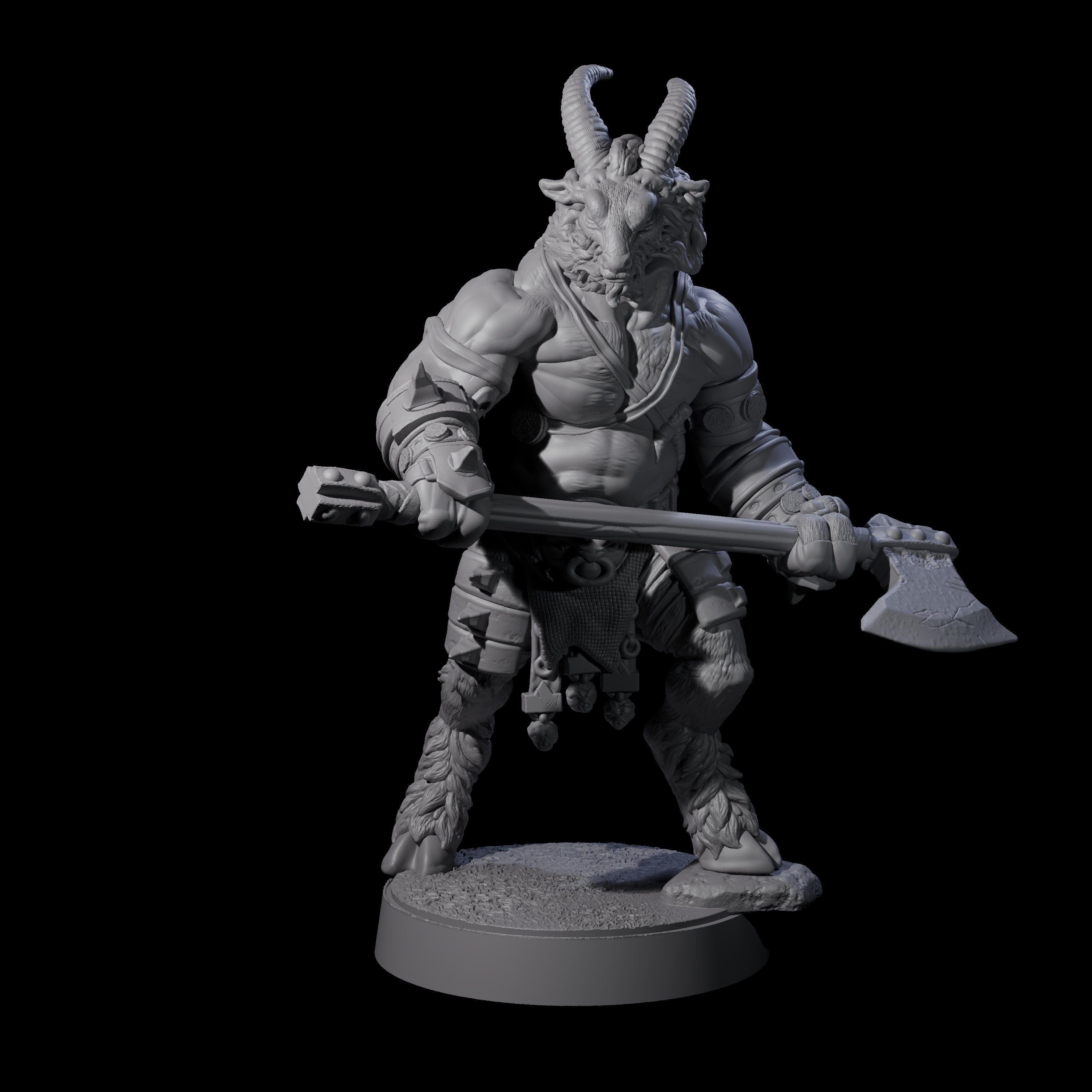 Burly Goatfolk Warrior D Miniature for Dungeons and Dragons, Pathfinder or other TTRPGs