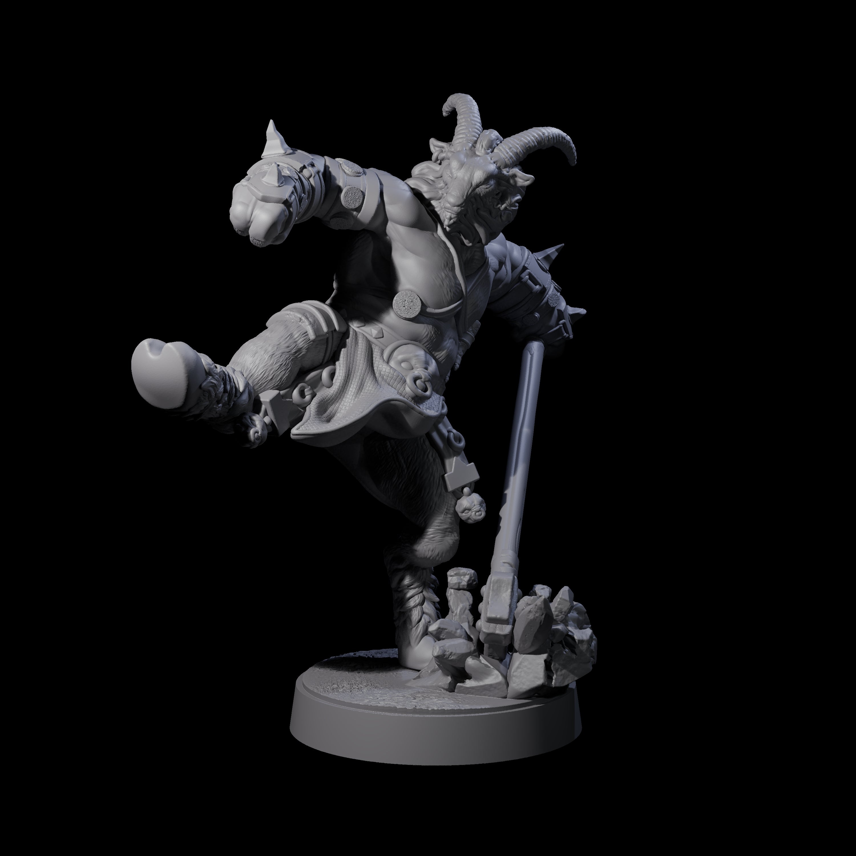 Burly Goatfolk Warrior E Miniature for Dungeons and Dragons, Pathfinder or other TTRPGs