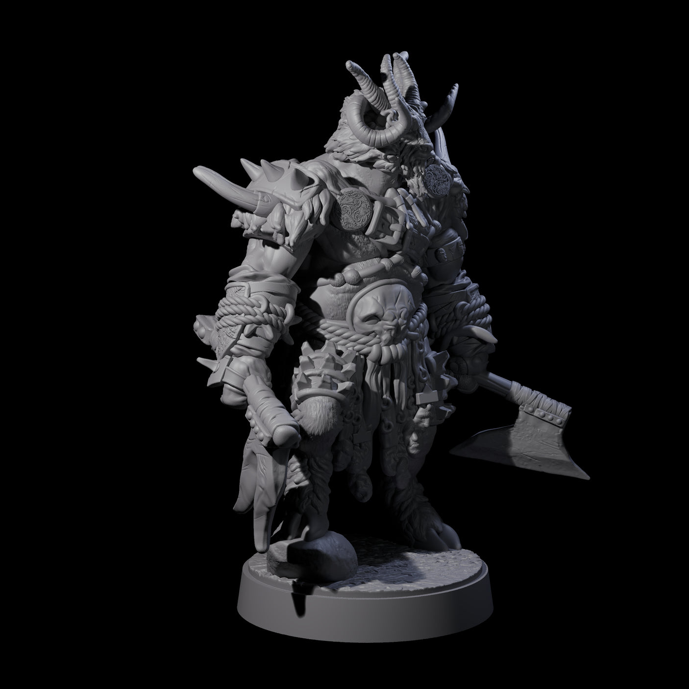 Burly Goatfolk Warrior F Miniature for Dungeons and Dragons, Pathfinder or other TTRPGs