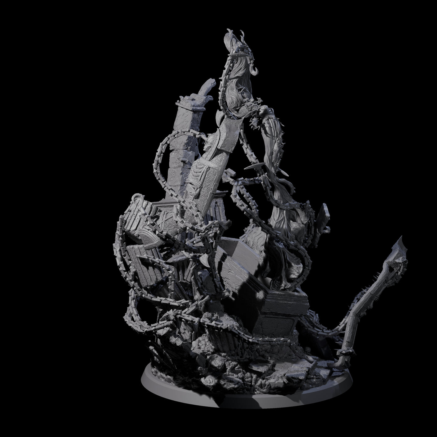 Bursting Forth Wrathful Spirit Miniature for Dungeons and Dragons, Pathfinder or other TTRPGs