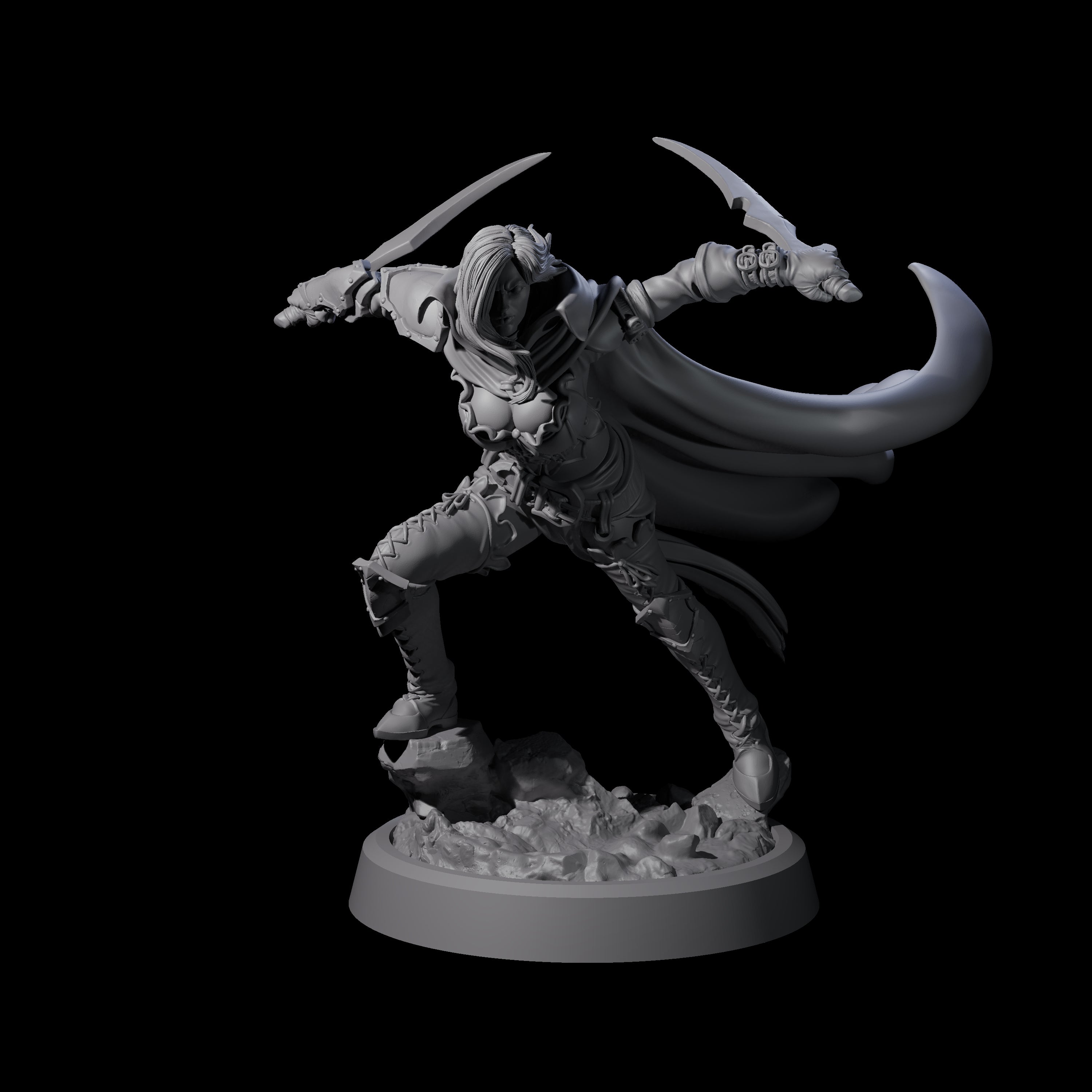 Busty Bladewhirler Miniature for Dungeons and Dragons, Pathfinder or other TTRPGs