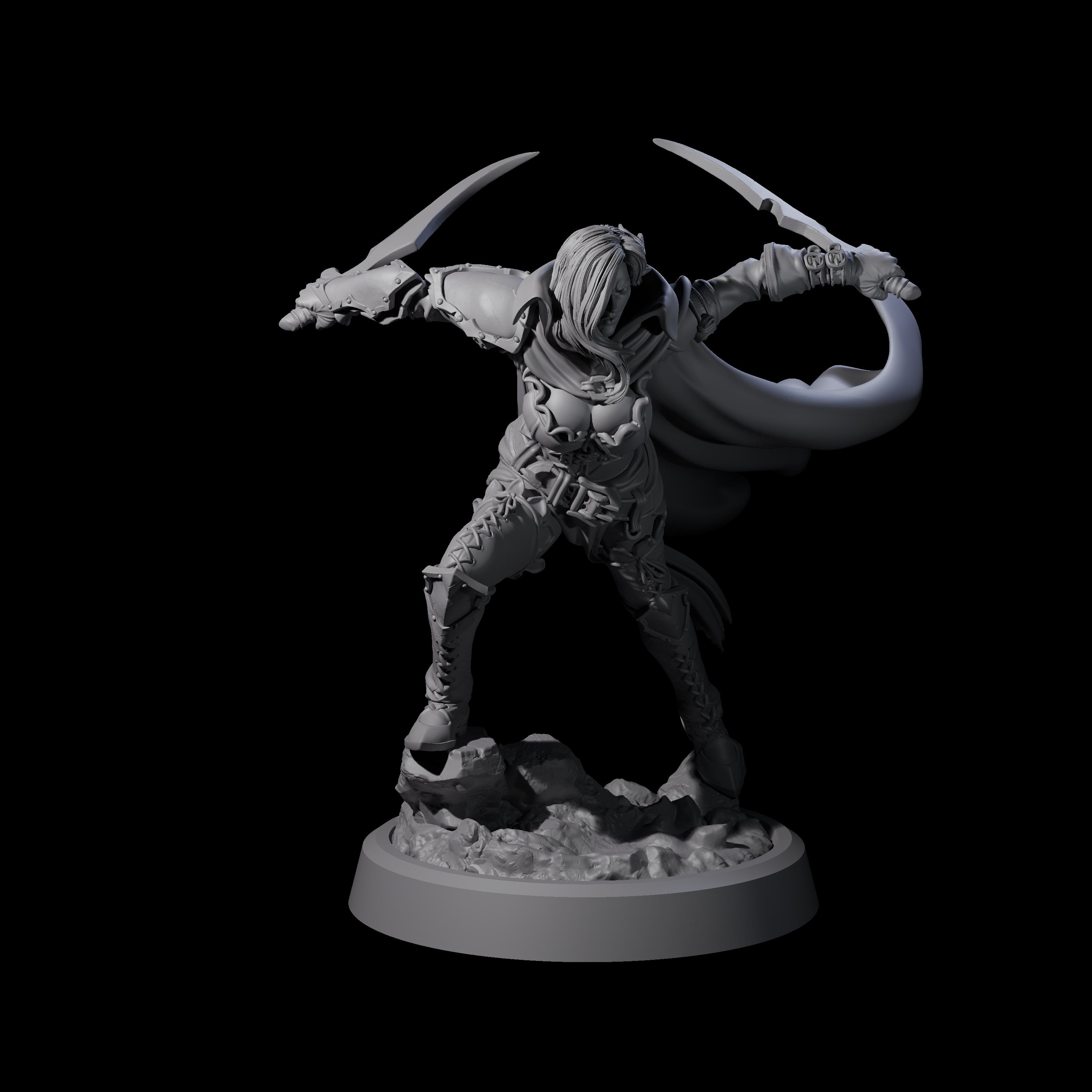 Busty Bladewhirler Miniature for Dungeons and Dragons, Pathfinder or other TTRPGs