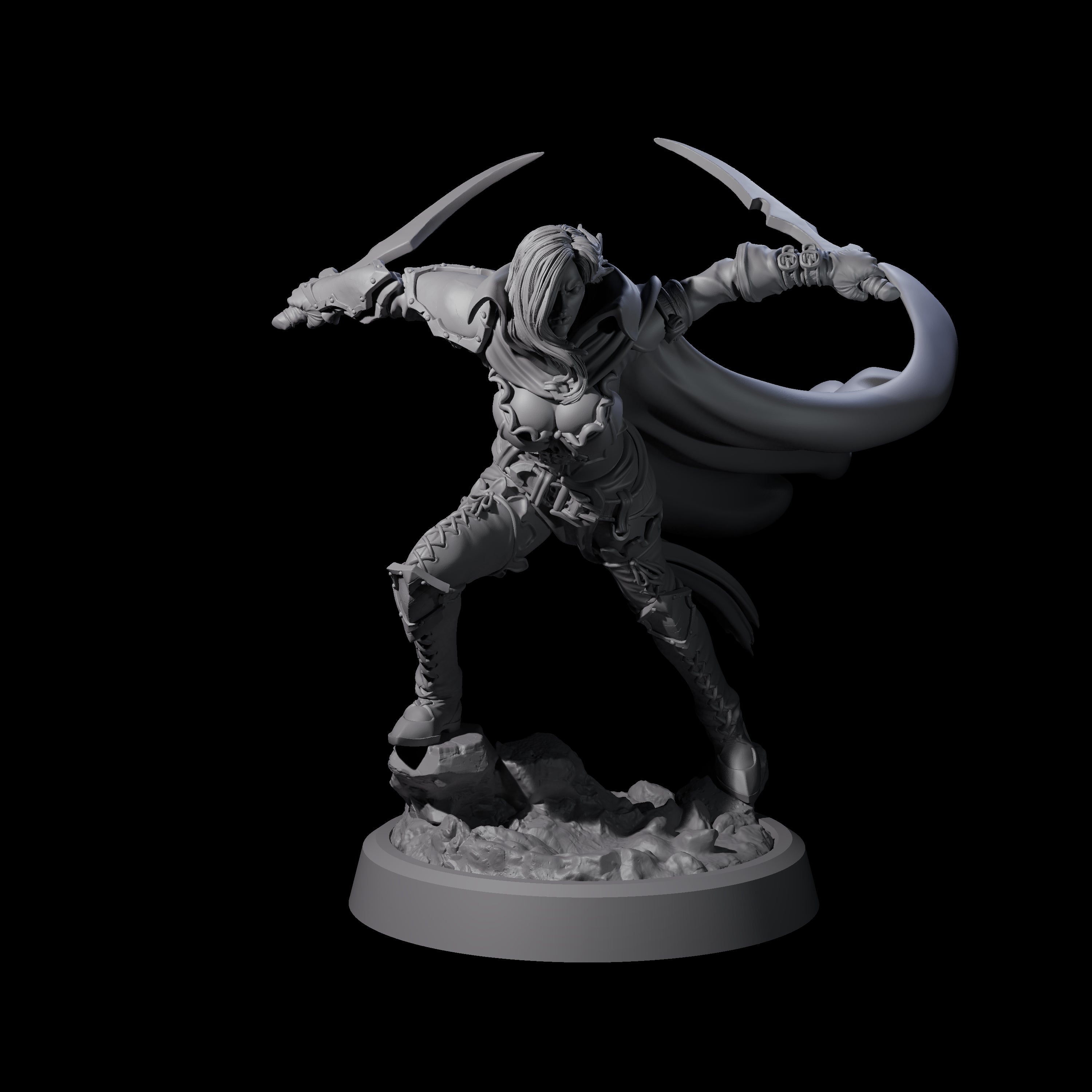 Busty Bladewhirler Miniature for Dungeons and Dragons, Pathfinder or other TTRPGs