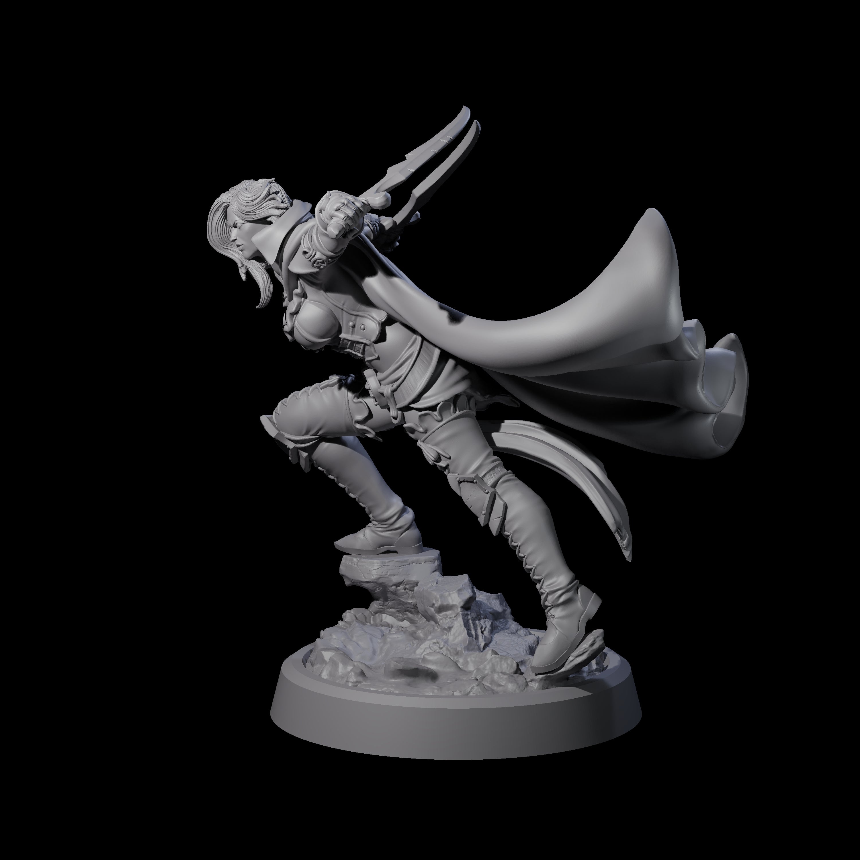 Busty Bladewhirler Miniature for Dungeons and Dragons, Pathfinder or other TTRPGs