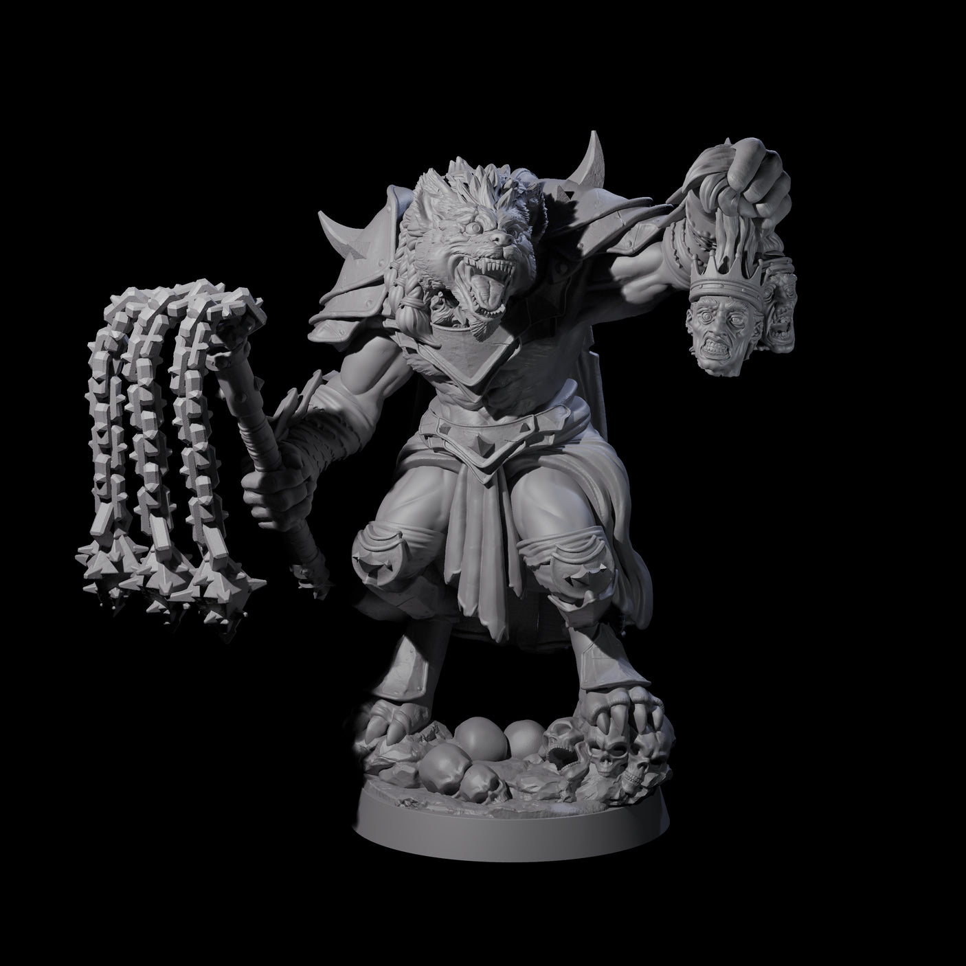 Cackling Gnoll Commander Miniature for Dungeons and Dragons, Pathfinder or other TTRPGs